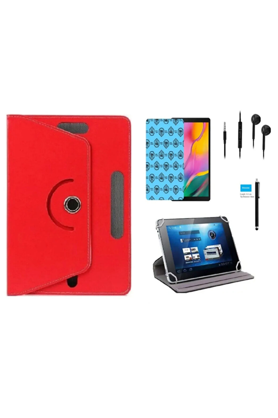 Reeder W8is - 8" Uyumlu Tablet Kılıfı 4 Lü Set Kılıf+ekran Koruma+kalem+kulaklık