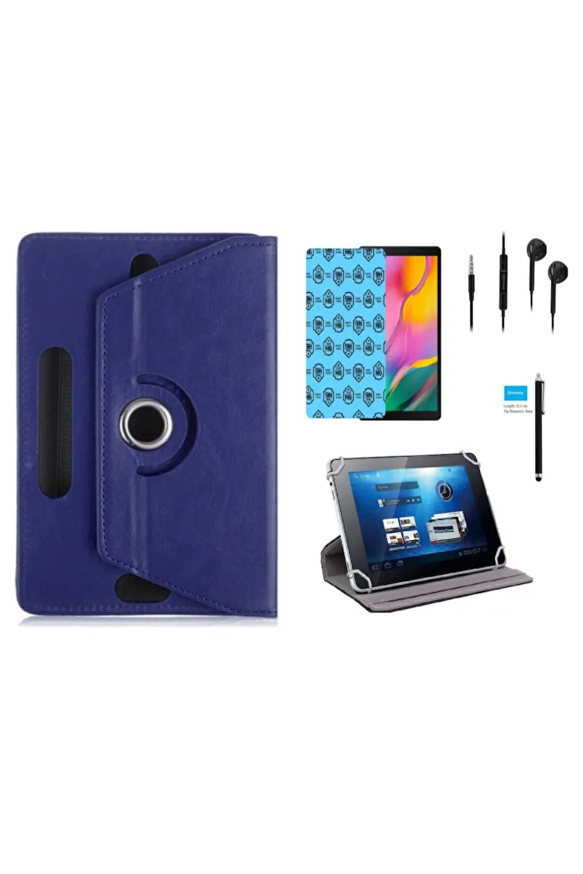 Rowell Rq-550xop 10.1" Uyumlu Tablet Kılıfı 4 Lü Set Kılıf+ekran Koruma+kalem+kulaklık