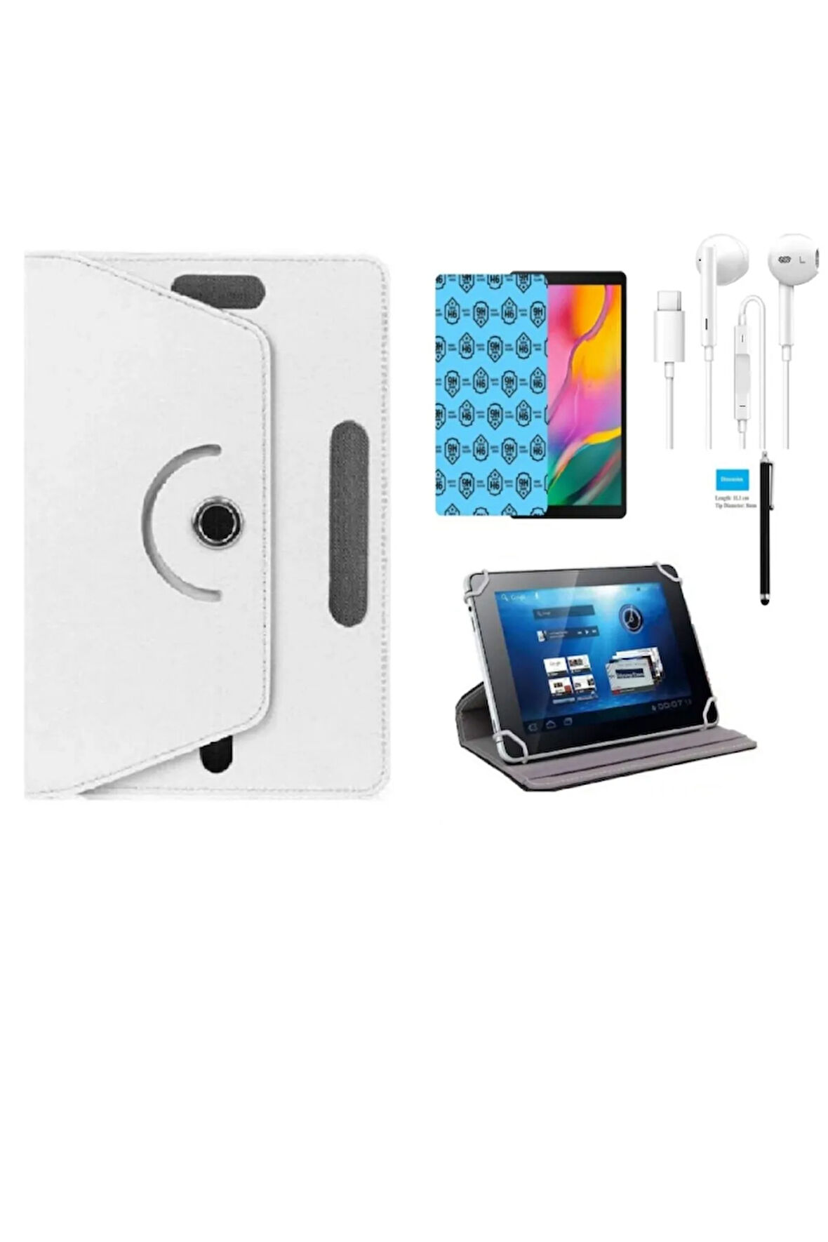 Casper Via S40 10.4" Uyumlu Tablet Kılıf 4 lü Set Kılıf+Ekran Koruma+Kalem+Kulaklık