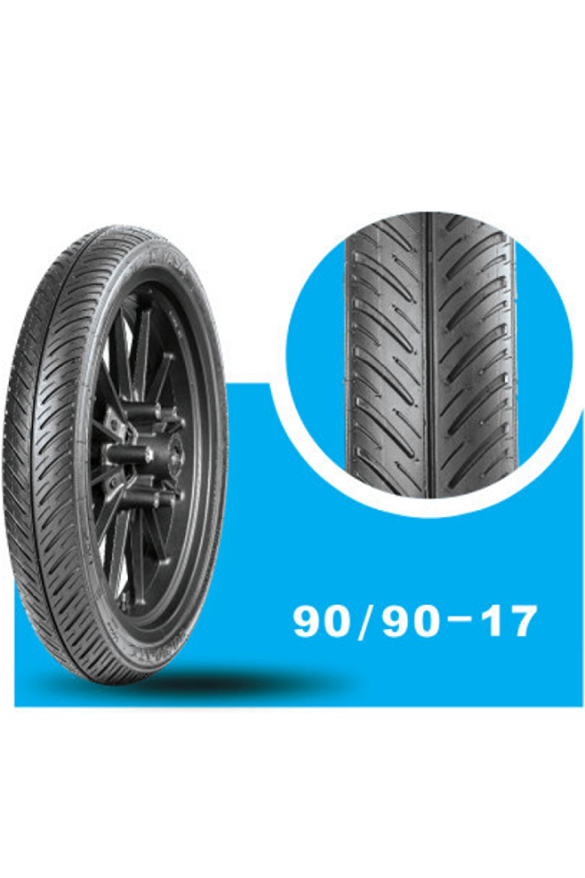 Yasa Motosiklet Dış Lastiği 90/90-17 F Tubeles Tl (İÇ LASTİKSİZ) Arka Yol