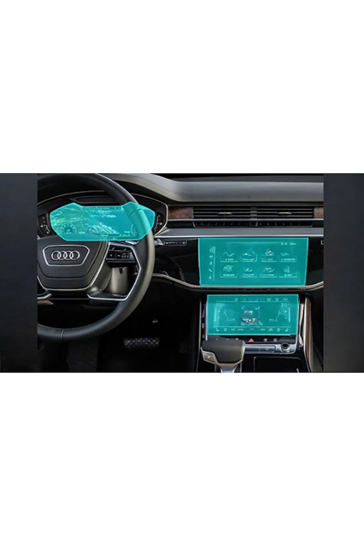 Audi S8 2023-2024 Model Alt Üst Multimedya ve Gösterge Uyumlu 3 Parça 9H Nano Ekran Koruyucu