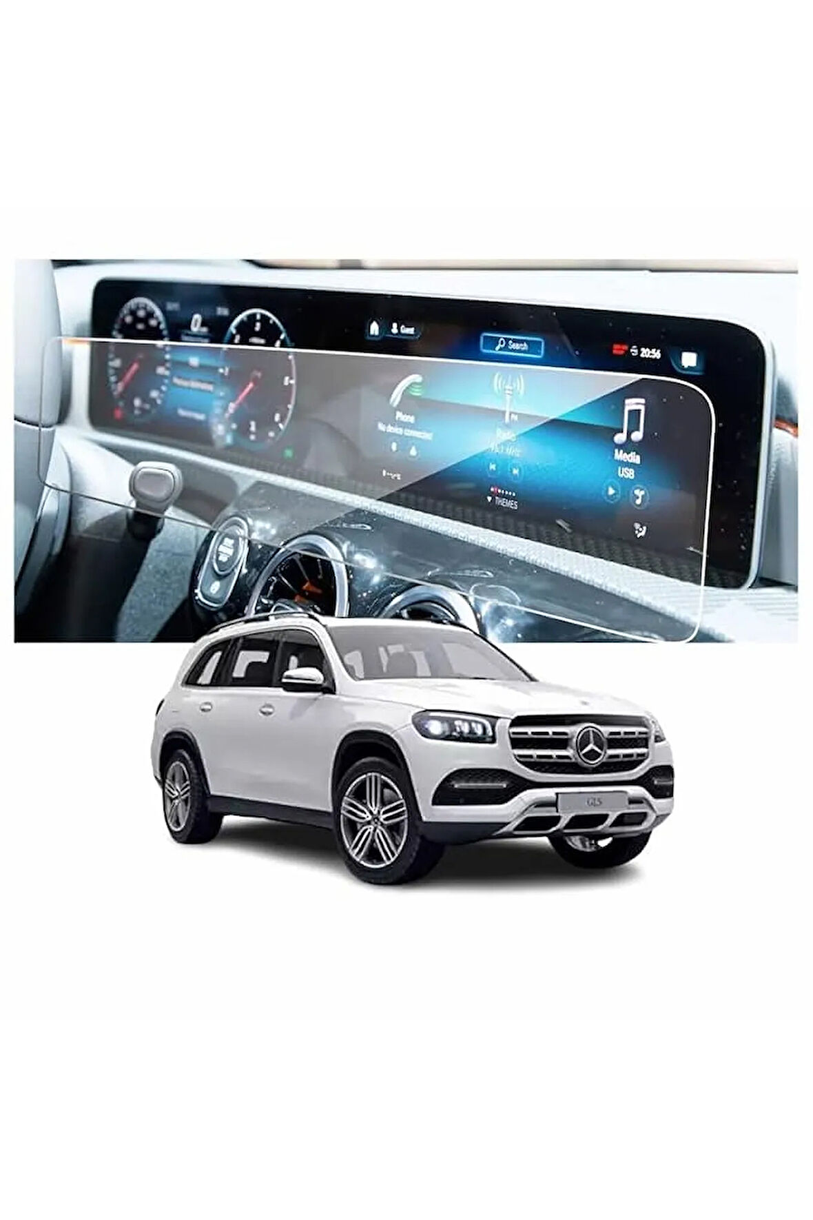 Mercedes GLS 2019-2024 Model Gösterge ve Dokunmatik Bilgi Ekranı Uyumlu  9H Nano Ekran Koruyucu