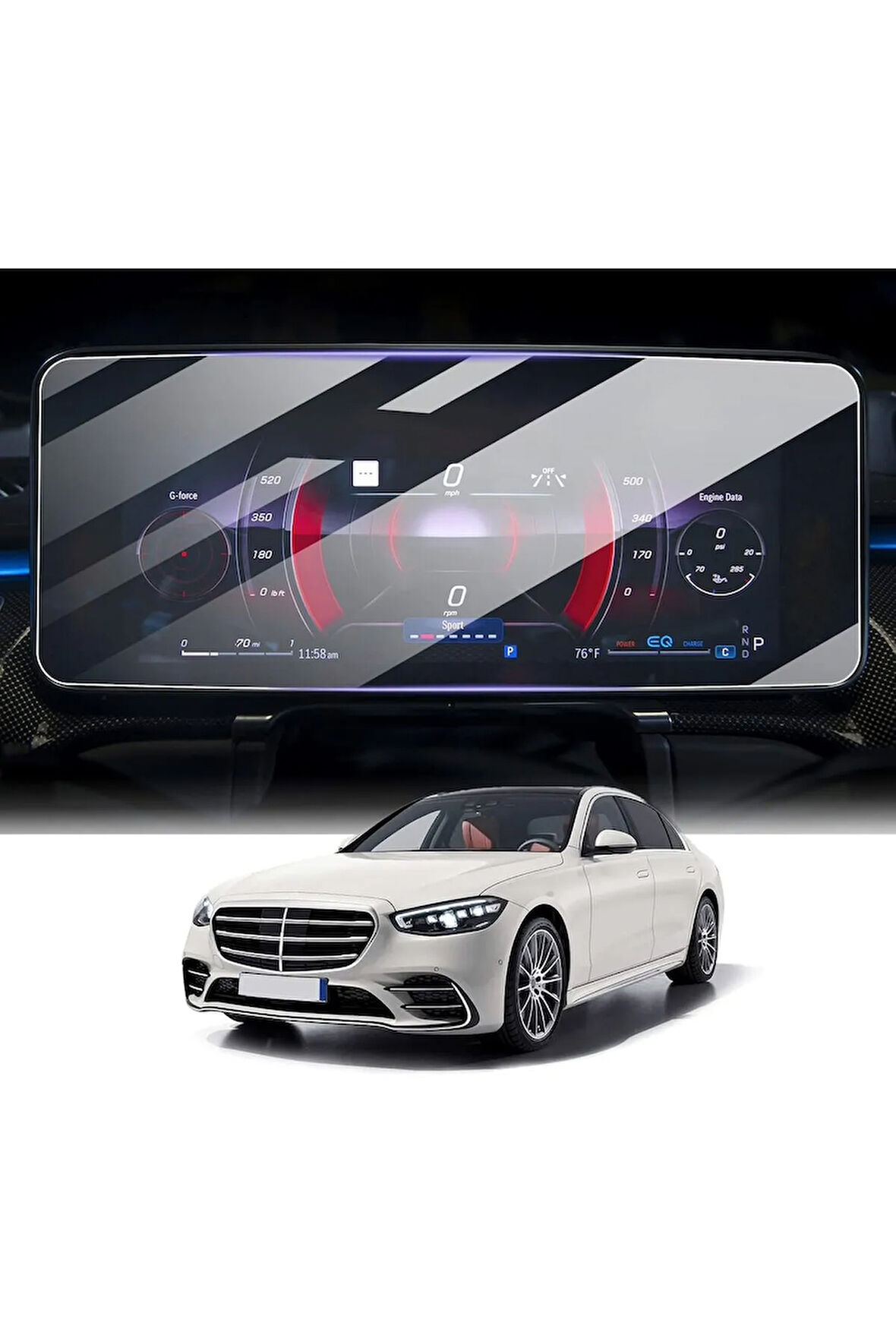 Mercedes S Serisi 2021-2024 Model Direksiyon Arkası Gösterge Panel Uyumlu 9H Nano Ekran Koruyucu