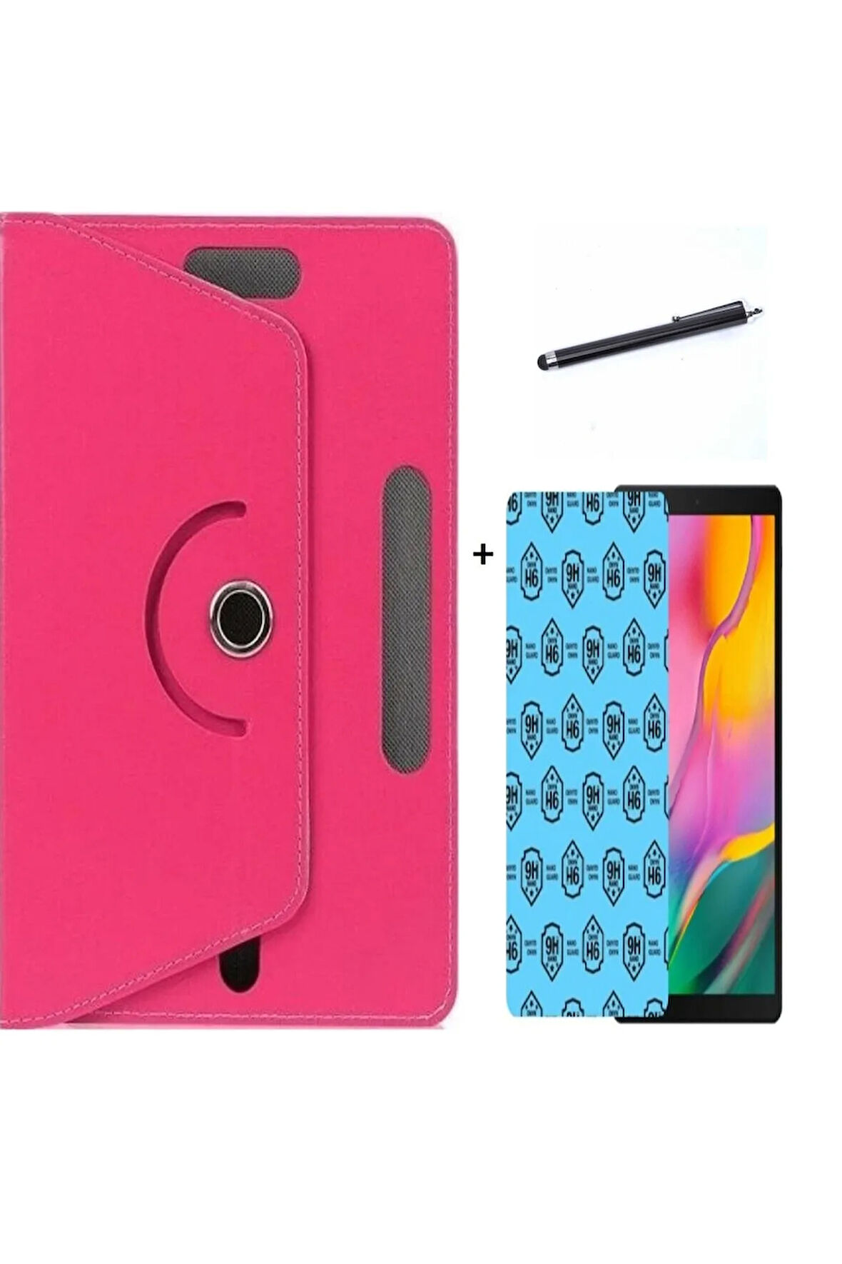 Hometech Alfa 7m 7" Uyumlu 3 Lü Set Universal Tablet Kılıfı Nano Ekran Koruma Ve Kalem