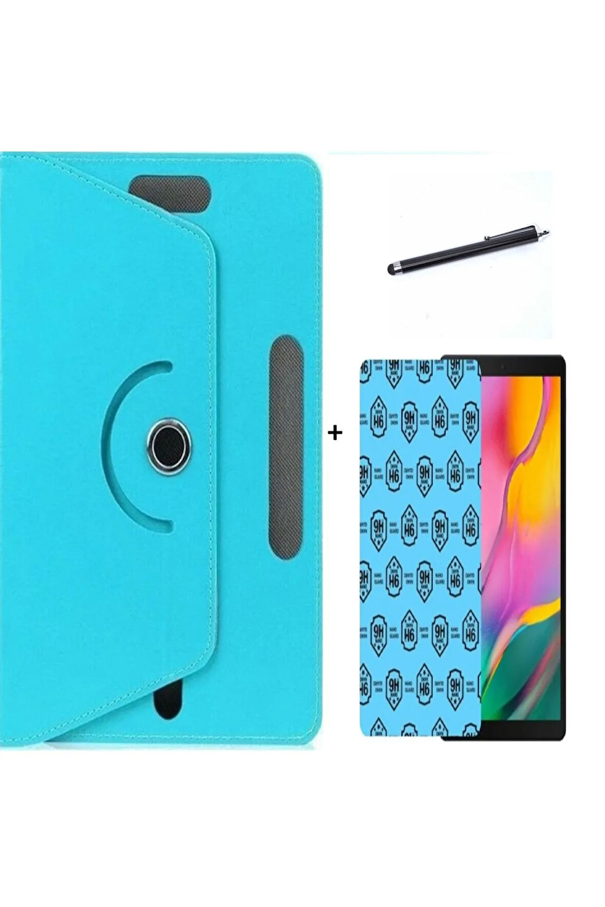 Huawei Mediapad 10 Link 10.1" 3lü Set Universal Tablet Kılıfı Nano Ekran Koruyucu Ve Kalem