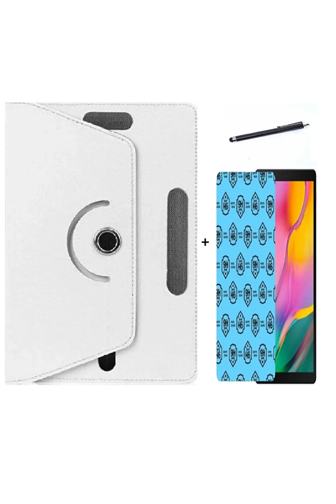 Lenovo Tab 2 Ca7-10 7" 3lü Set Universal Tablet Kılıfı Nano Ekran Koruyucu Ve Kalem
