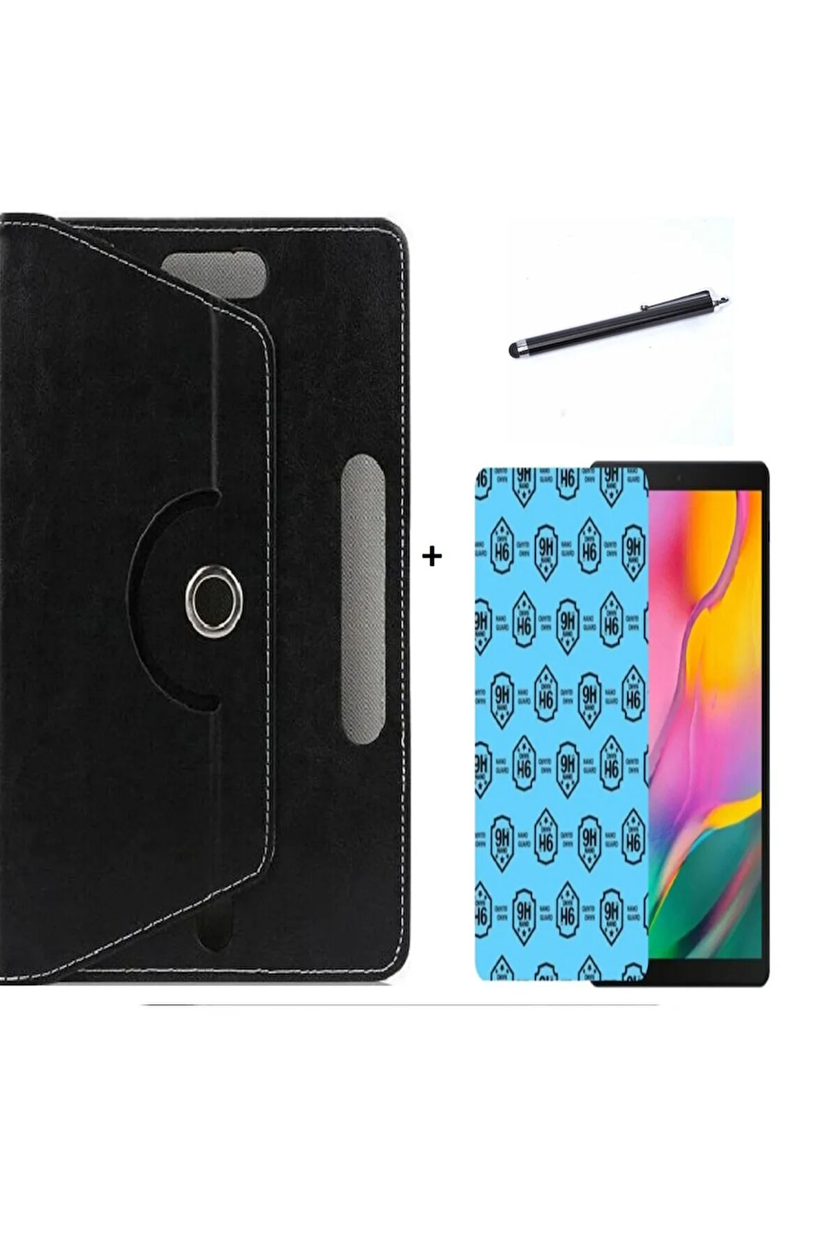 Samsung Galaxy Tab A9 Plus 11" X210 Uyumlu Kapaklı Universal Tablet Kılıfı+Ekran Koruyucu ve Kalem