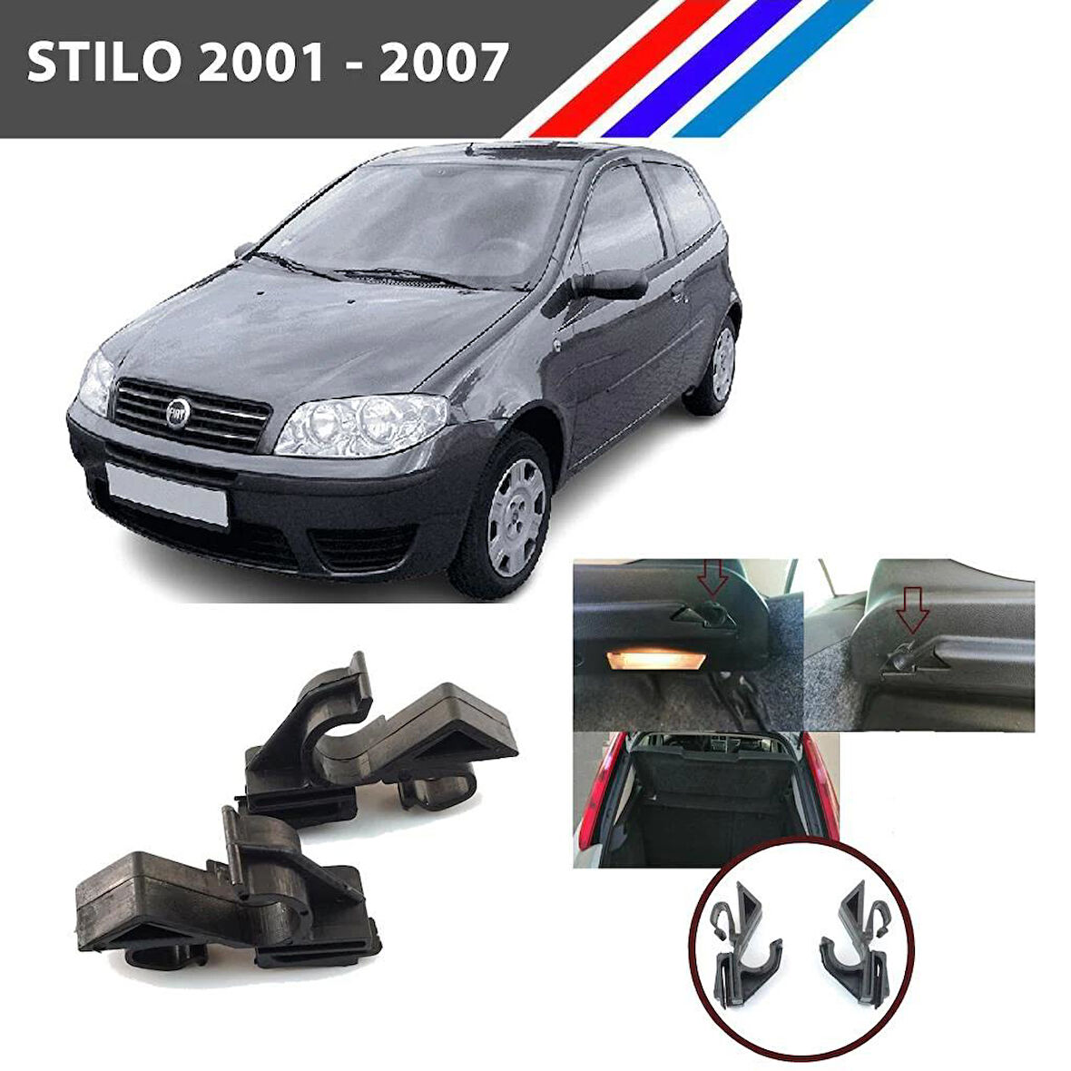 Fiat Stilo Bagaj Pandizot Braket Tutucu 2 Adetli Set 2001 2007 M797-6