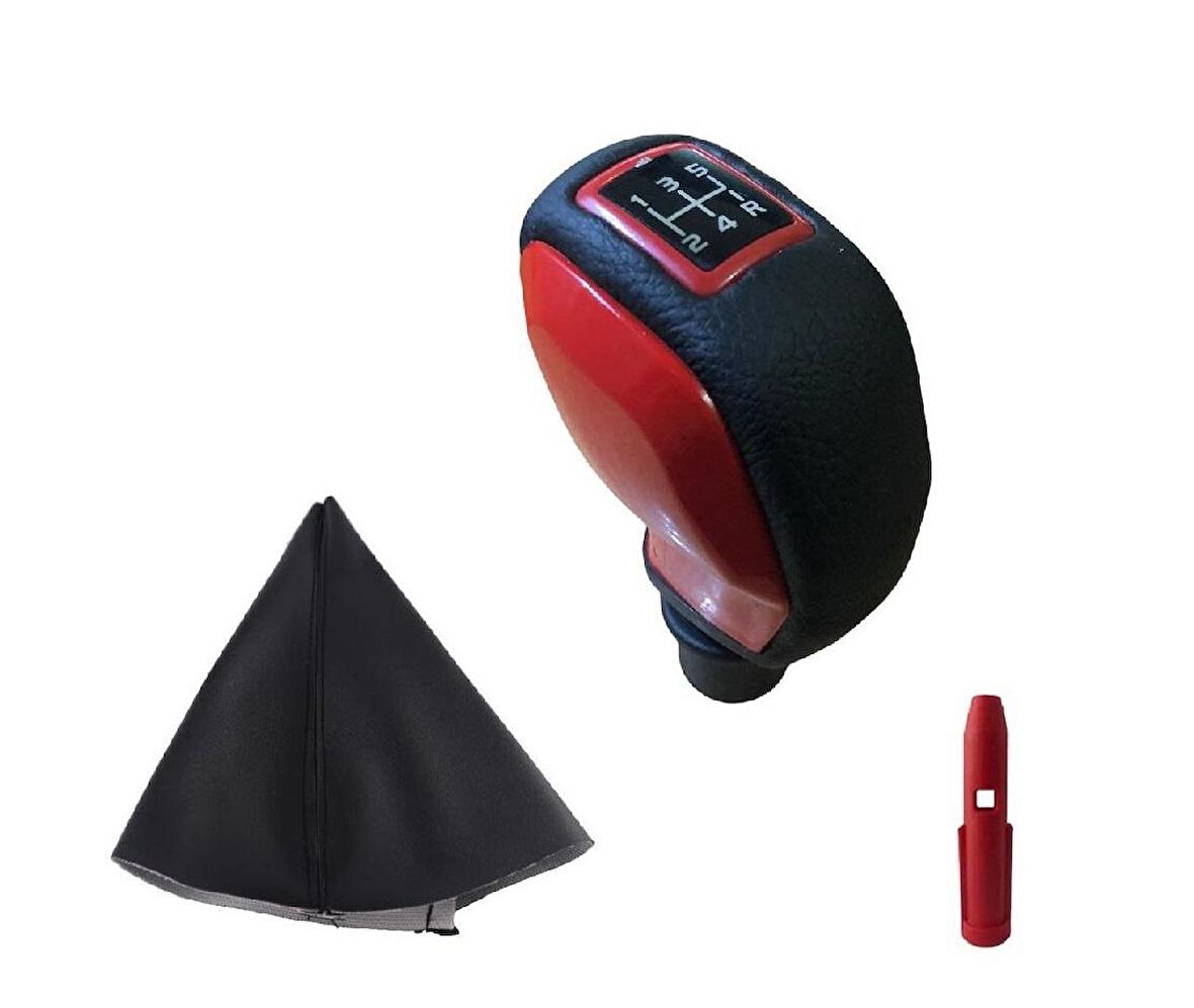 Citroen C5 Deri Kaplama Kırmızı Spor Vites Topuzu Ve Körüğü M111596