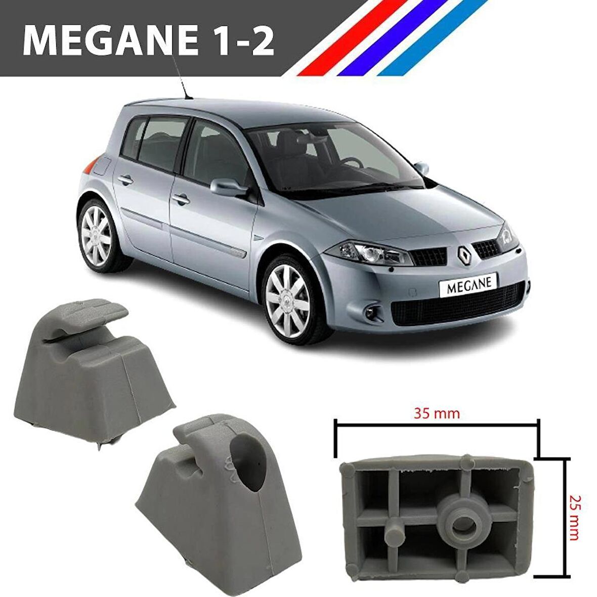 Megane 1-2 Güneşlik Ayağı Gri Renk 2 Adetli Set 1997 - 2008 M1797-5