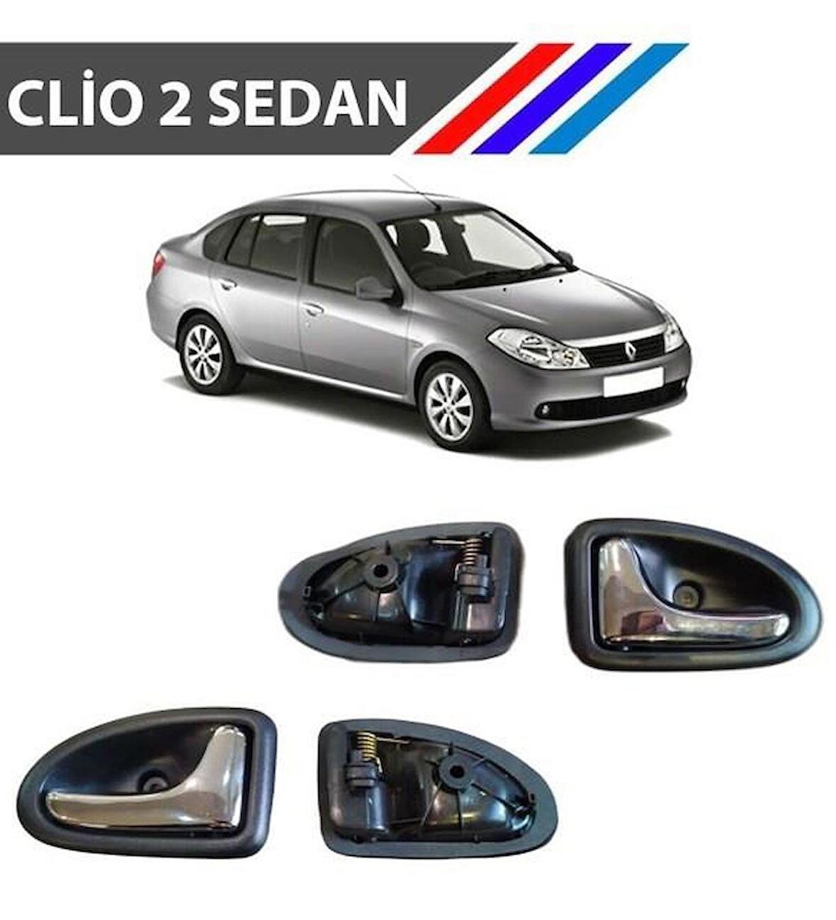 Clio 2 Sedan Kasa Iç Açma Kolu 4 Adetli Takım Parlak Krom M3368