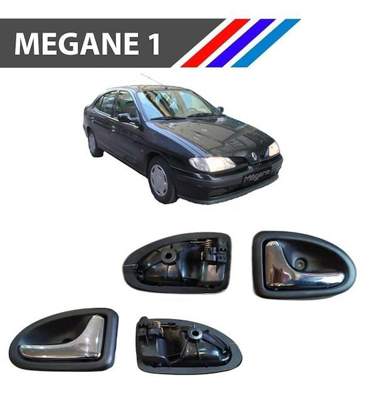 Megane 1 Iç Açma Kolu Sağ Ve Sol Takım Parlak Krom M3369