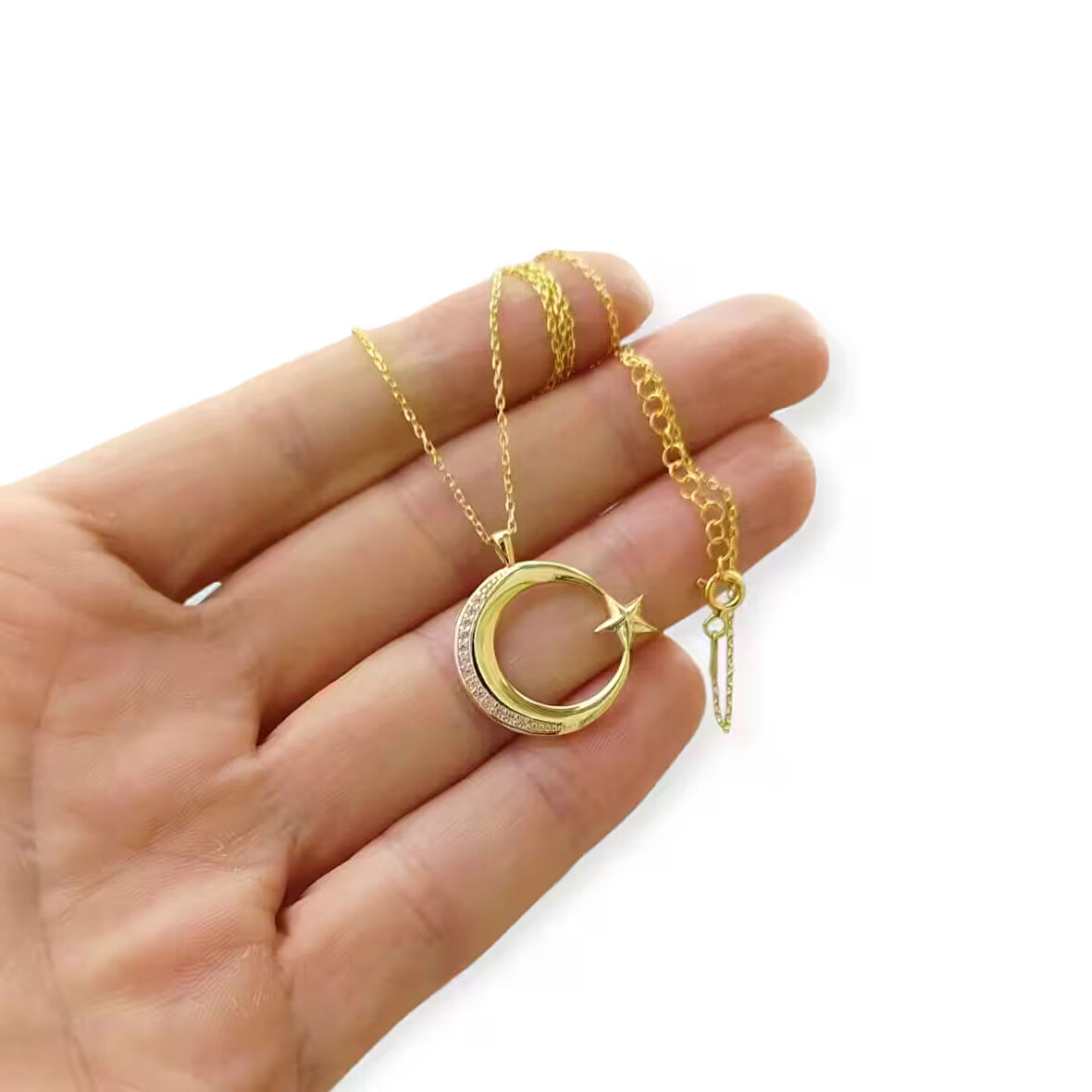 MODAHİLYE Gümüş Ayyıldız Altın Kaplama renk Kolye