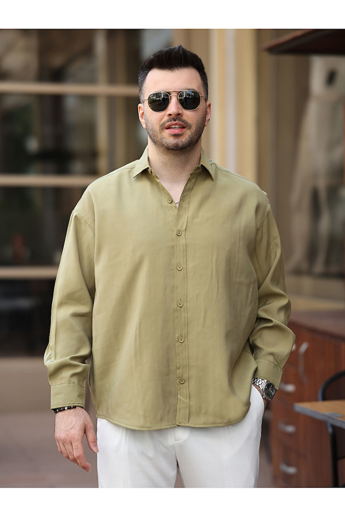 Oversize Oval Kesim Modal Gömlek