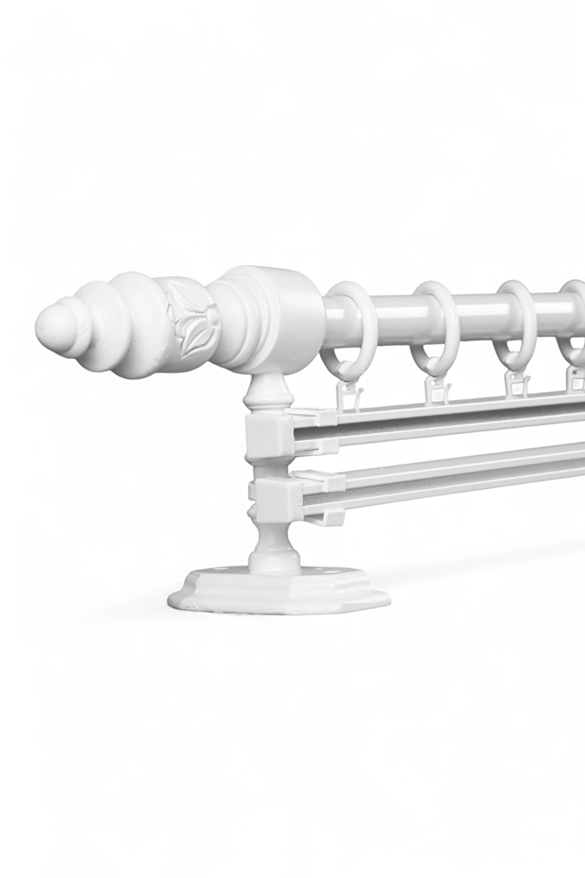 Modern Demonte Başlıklı Ahşap Rustik Perde Askısı - Çift Raylı