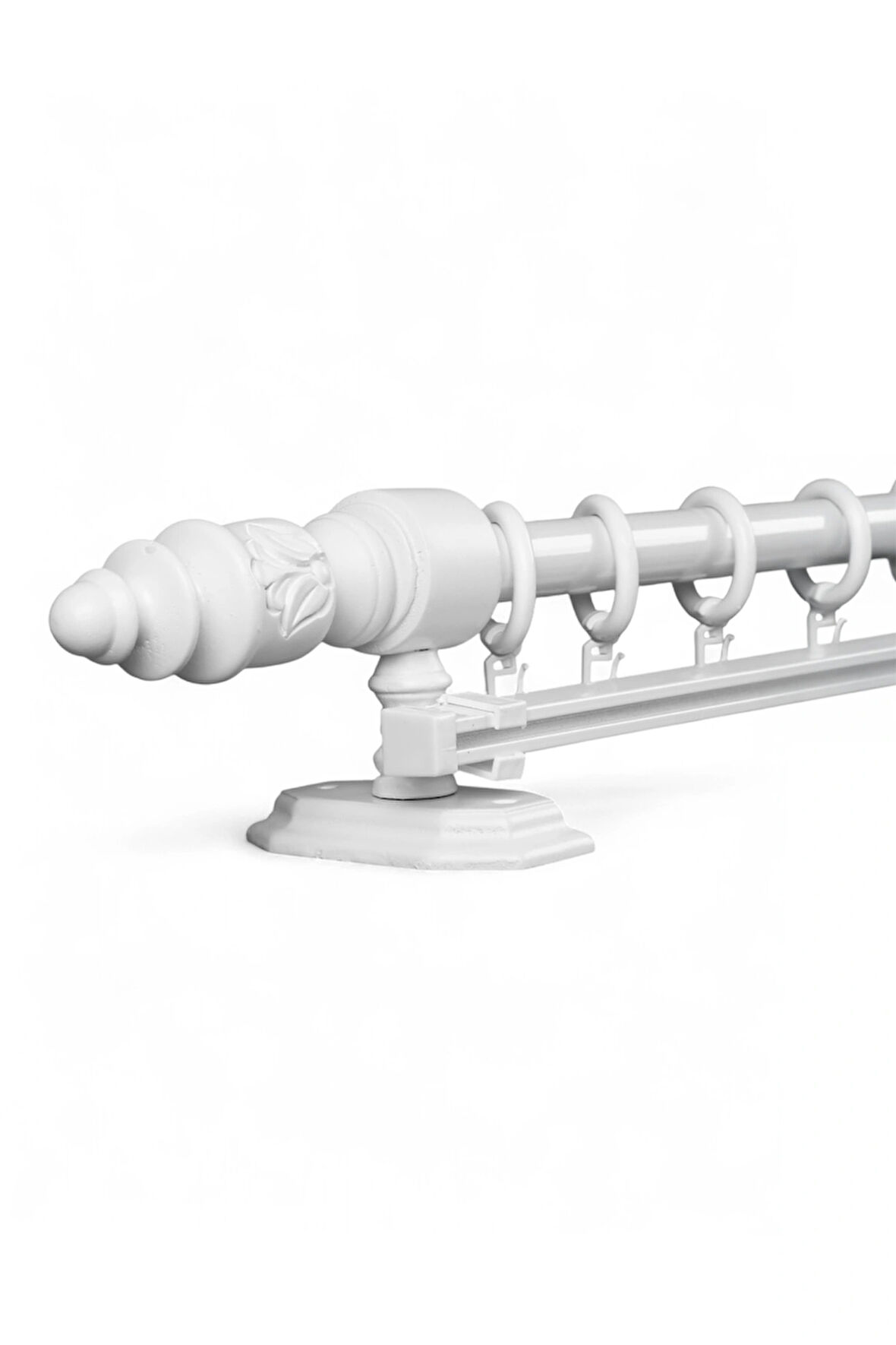 Modern Demonte Başlıklı Ahşap Rustik Perde Askısı - Tek Raylı