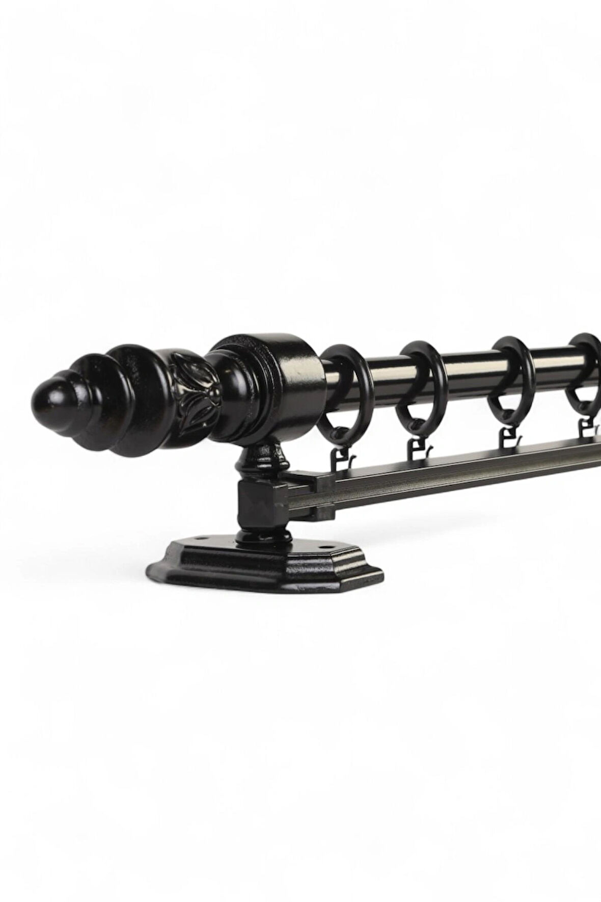 Modern Demonte Başlıklı Ahşap Rustik Perde Askısı - Tek Raylı