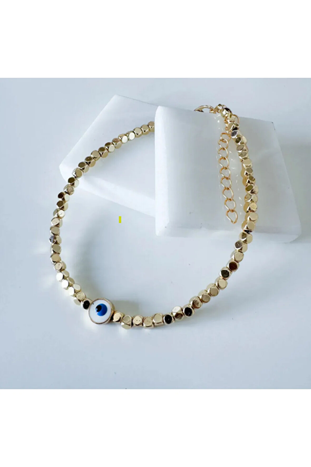 Çelik Altın Kaplama Küp ve Nazar Bileklik