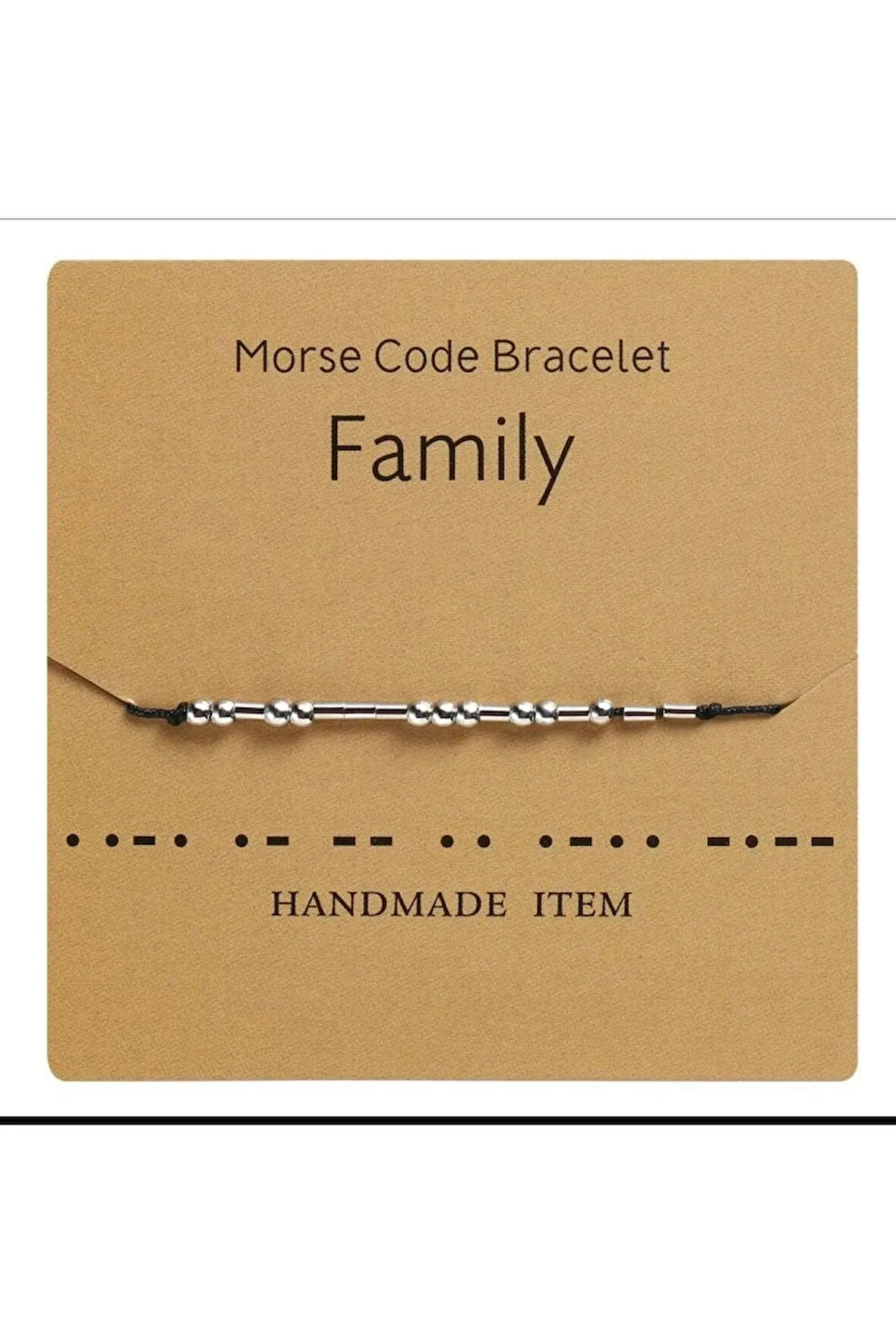 “FAMILY” Yazılı Mors Alfabesi Bileklik – Aile Bağlarını Simgeler