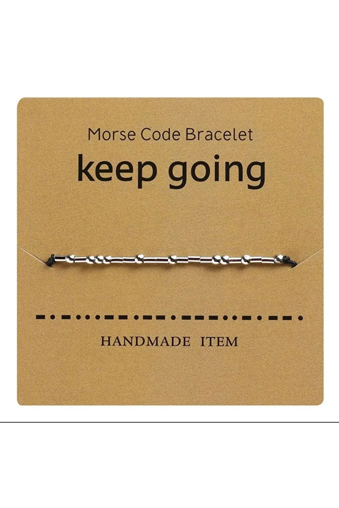 Mors Alfabesi Keep Going KEEP GOING Yazılı Mors Alfabesi Bileklik – Motivasyon ve Cesaret Simgesi