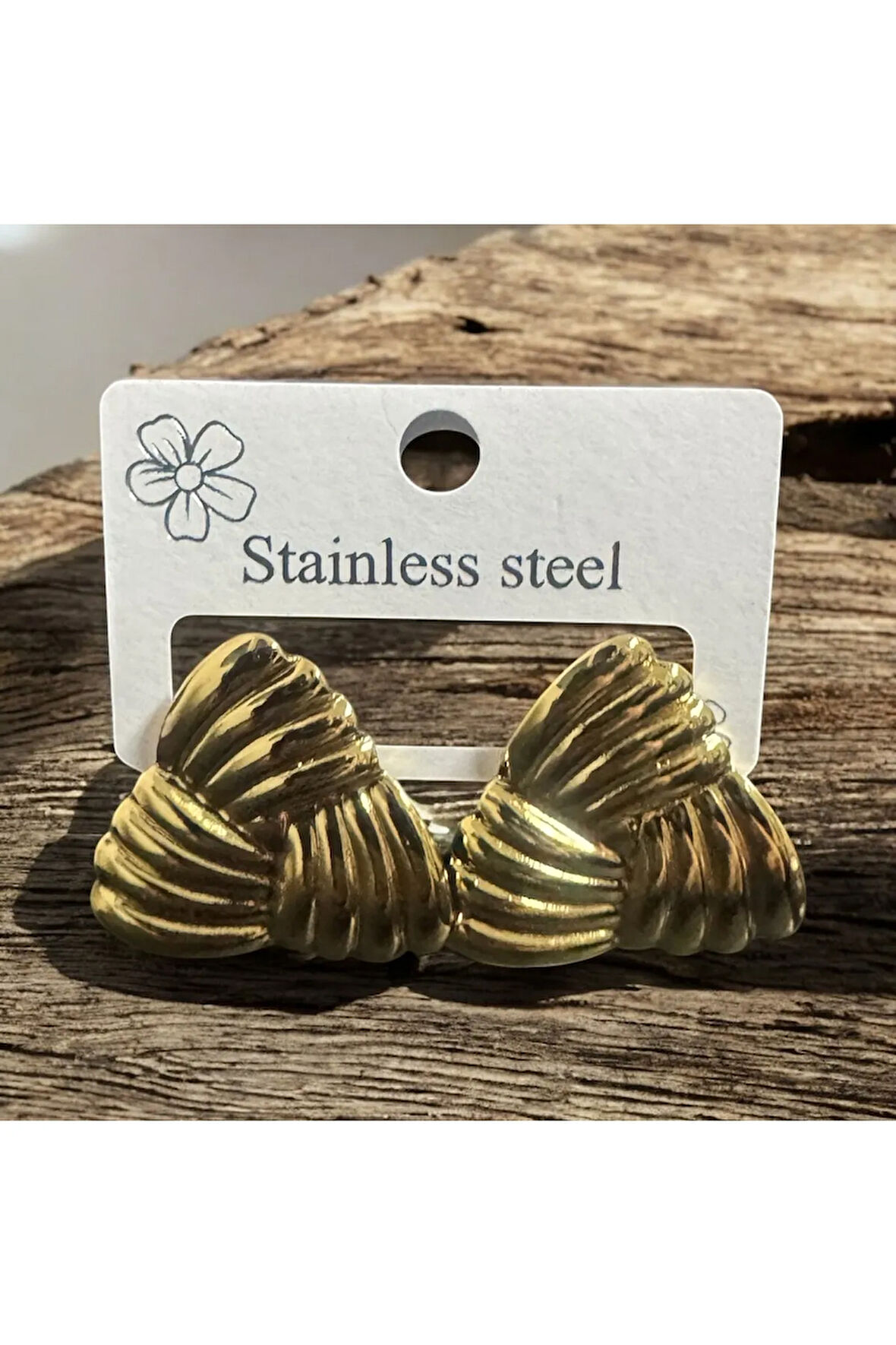 Gold Renk Paslanmaz Çelik Deniz Kabuğu Model Küpe