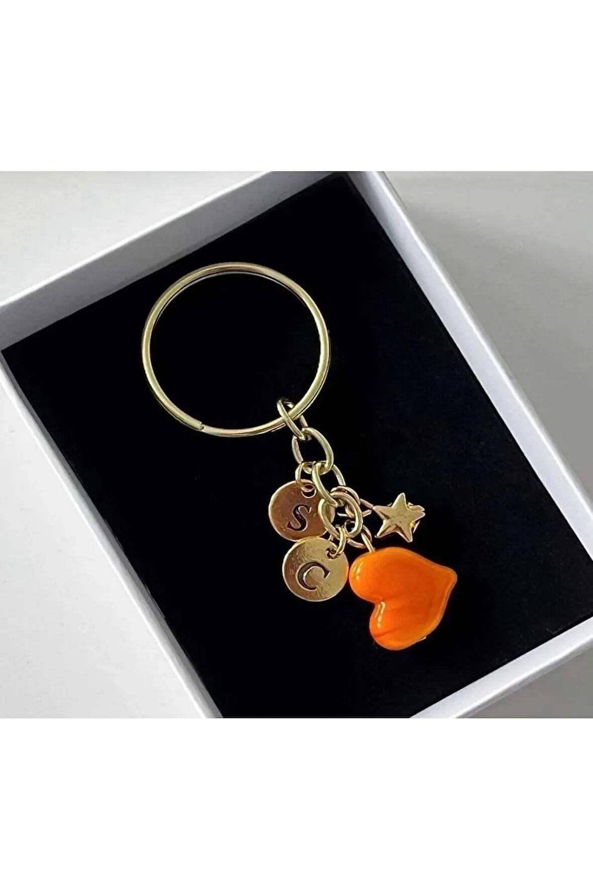Turuncu Murano 2 Harfli Anahtarlık