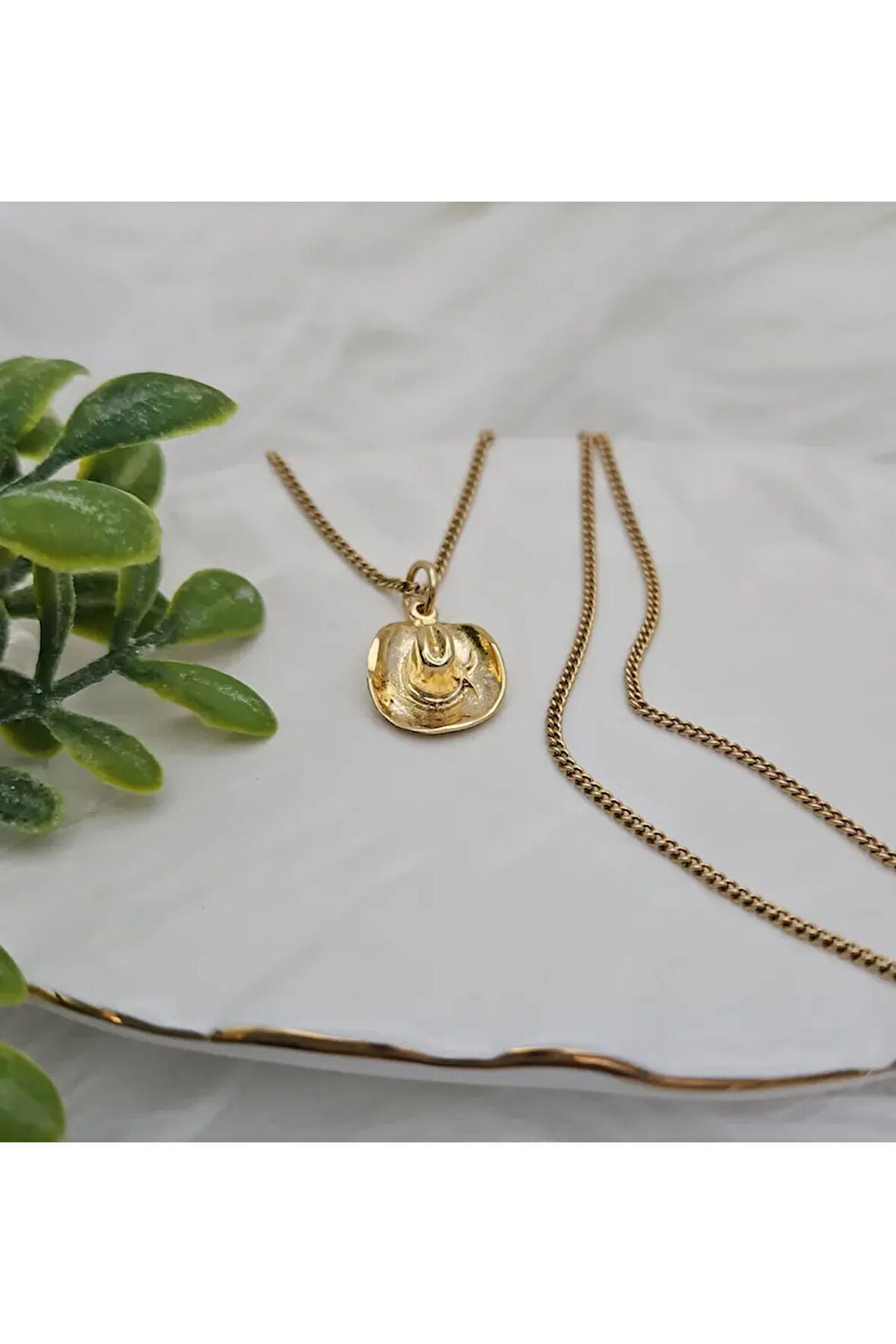 Kovboy Şapka Kolye | Altın Kaplama Kararmaz Çelik | Western Tarz 2