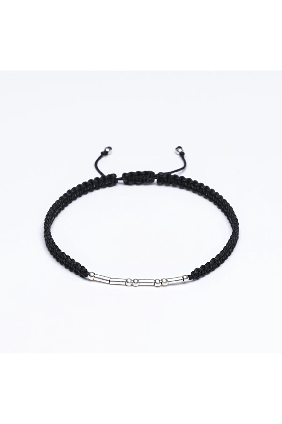 Mors Alfabesi Tekli İsimli Makrome Gümüş Renk Bileklik