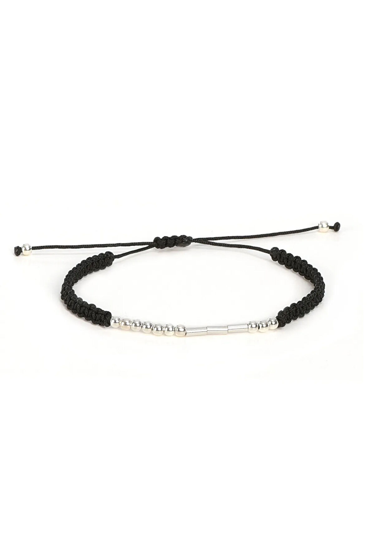 Mors Alfabeli Örgülü Gümüş Tek Bileklik-altın - Siyah