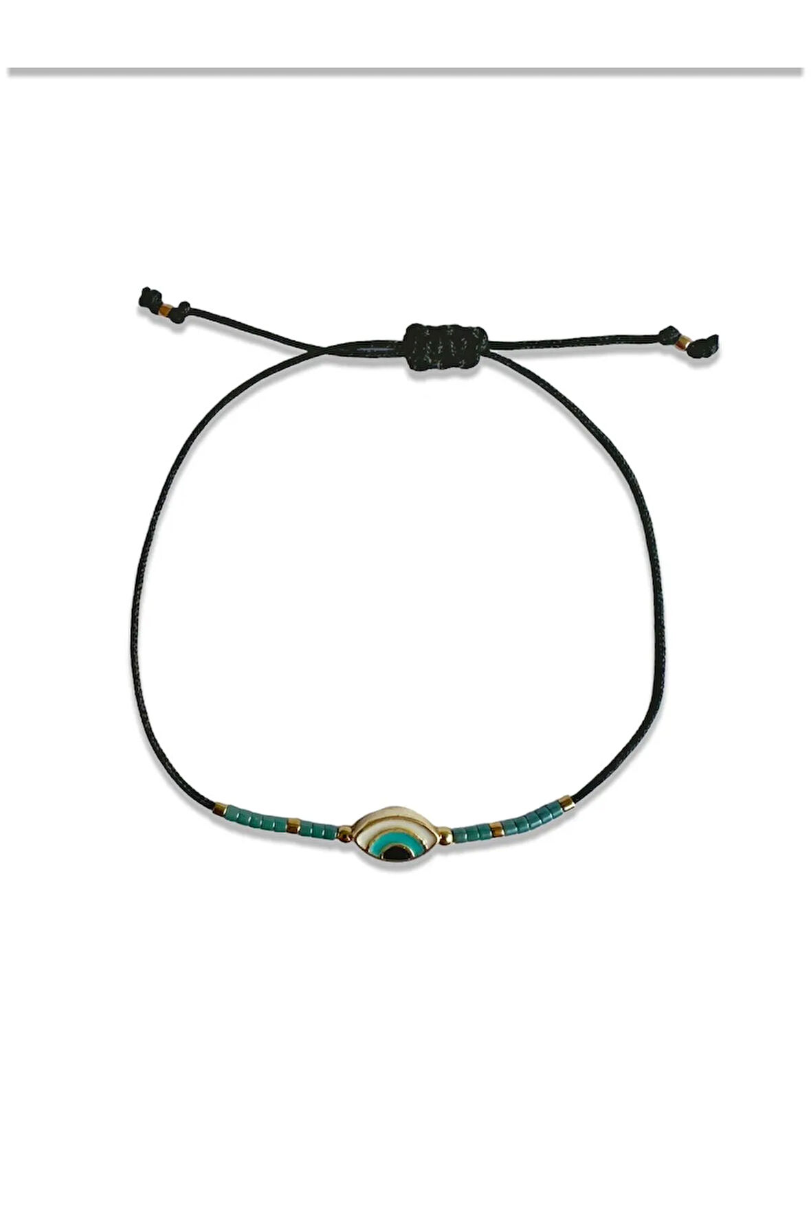 Altın Kaplama Sedefli Göz Charm Bileklik Mavi