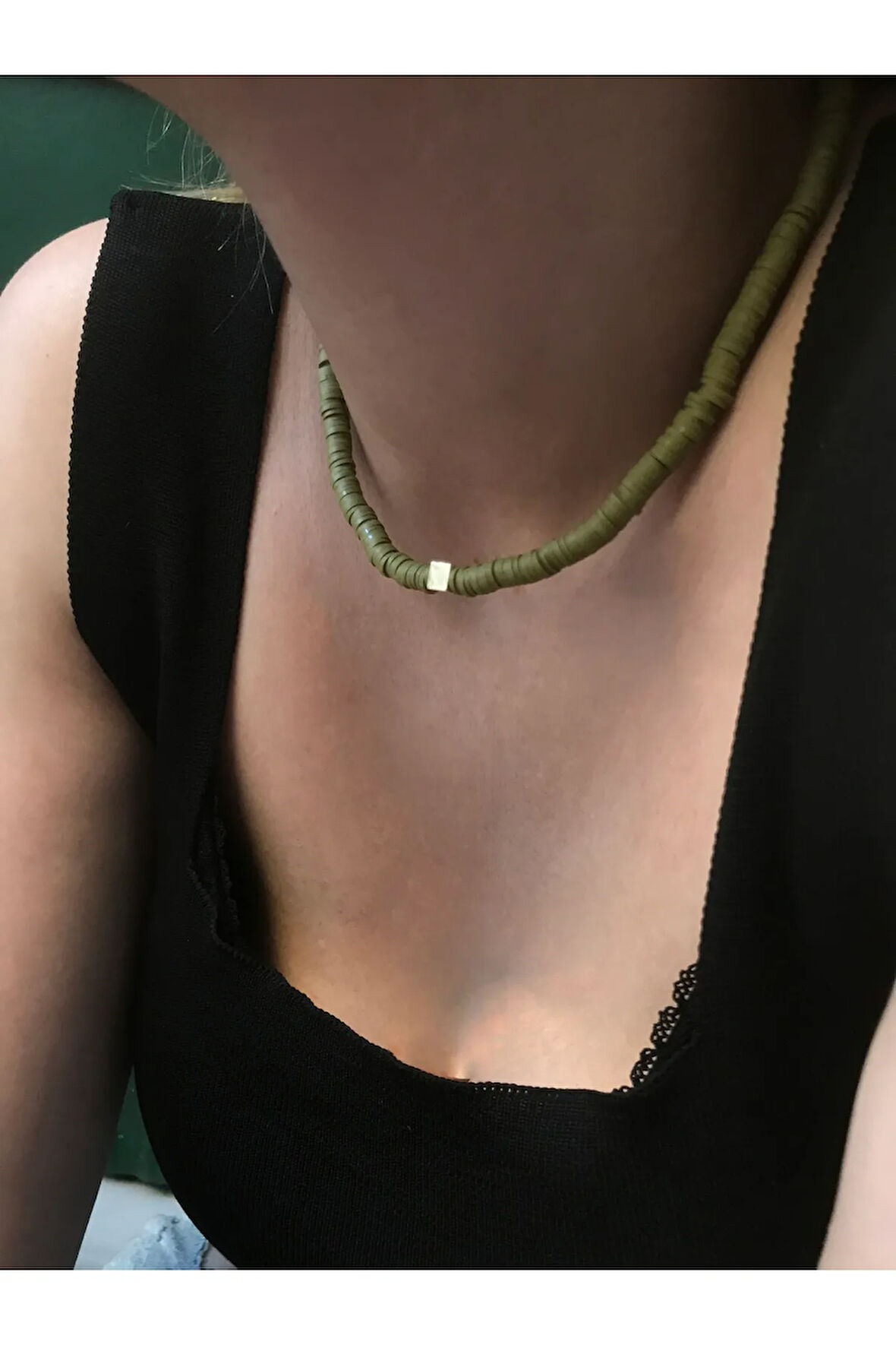 Tasarım Handemade Fimo Boncuklu Gold Hematit Taşlı Kolye