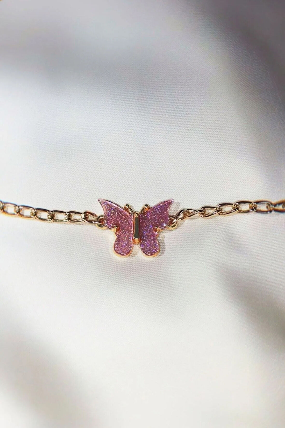 Pembe Simli Altın Kaplama Bileklik