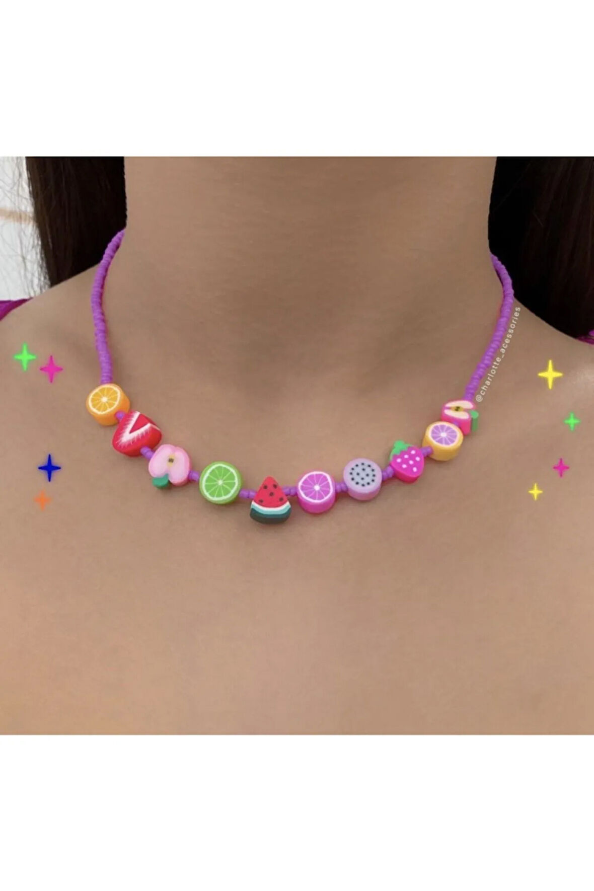 Renkli Fimo Meyveli Kolye