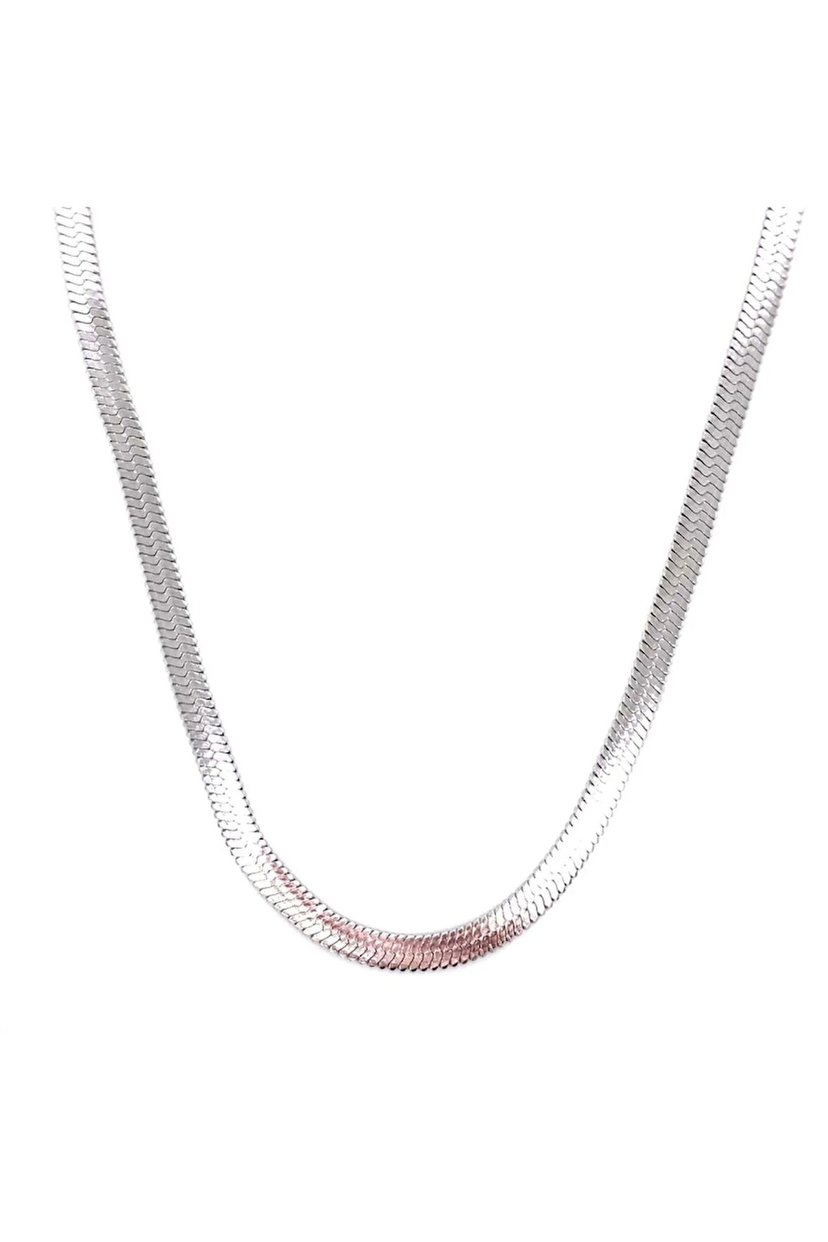 Italyan Zincir Çelik Kolye Gümüş