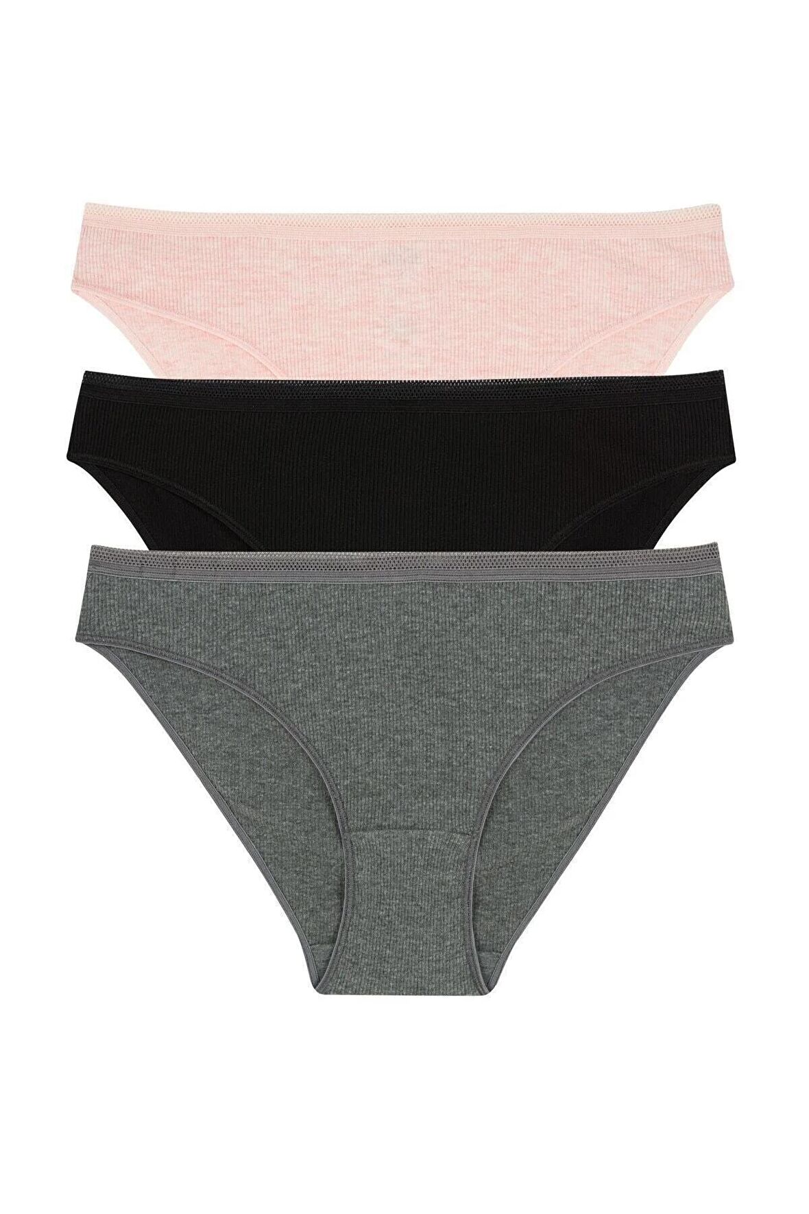 Kadın Karışık Renkli Korseli 1 Beden İncelten 3lü Slip Külot