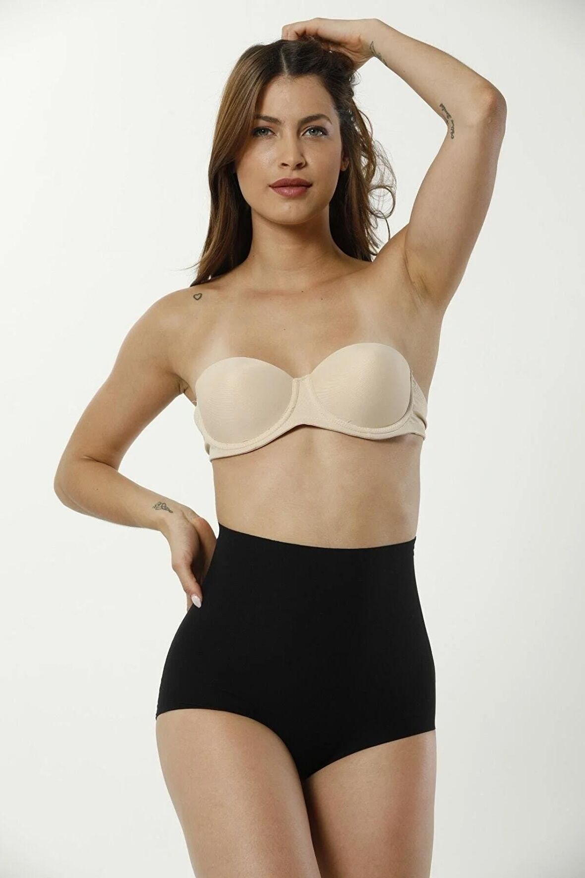 Kadın Siyah Lazer Kesim Yüksek Bel Slip Korse