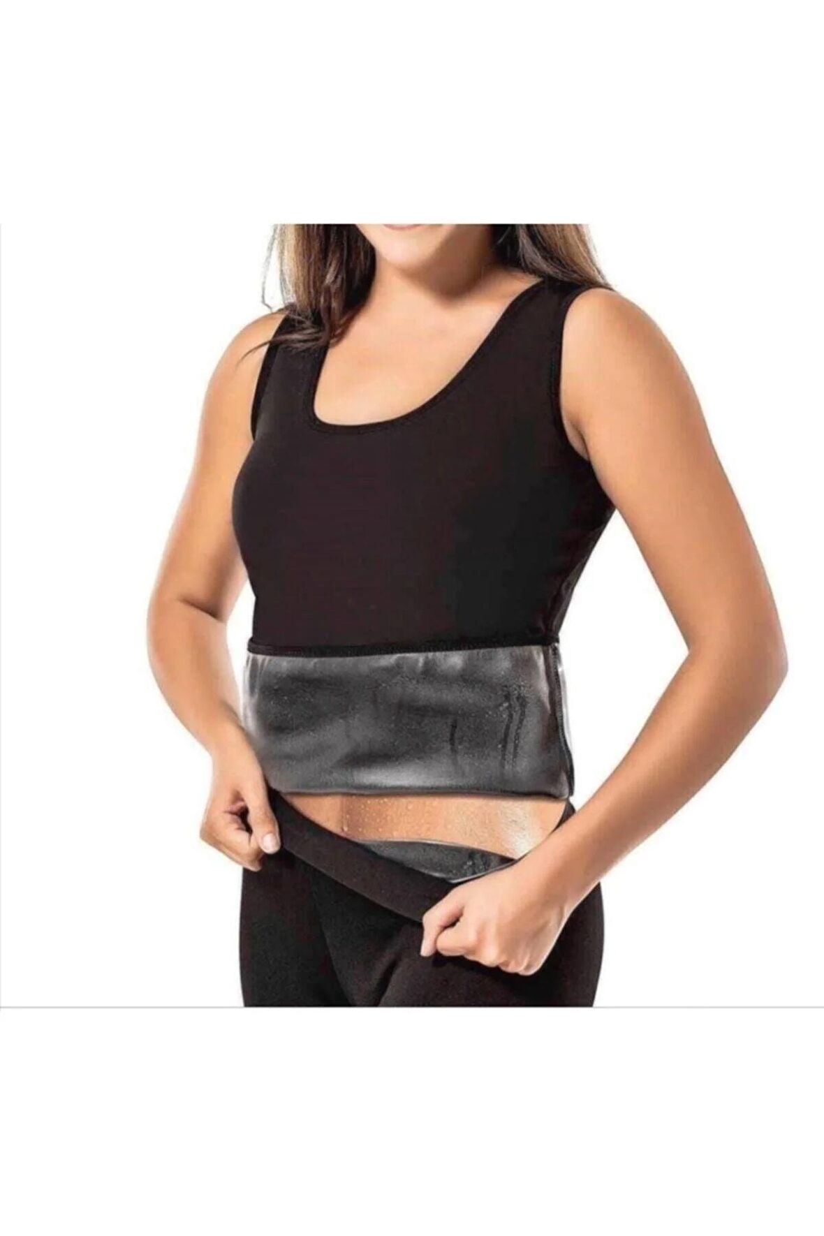 Kadın Siyah Sauna Termal Tayt Atlet Takımı