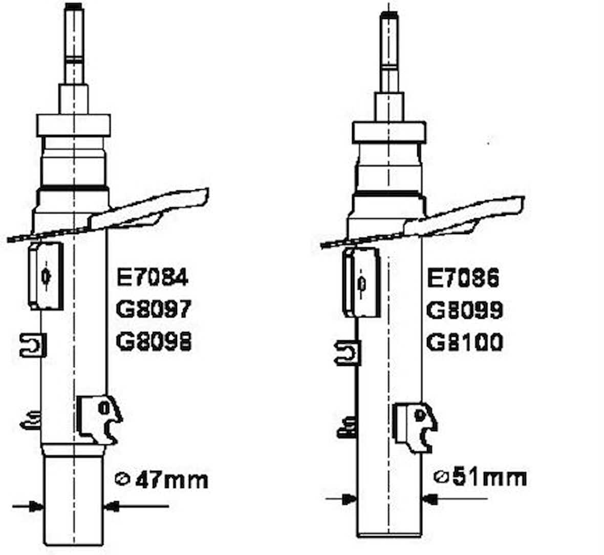 Monroe G8099 Ön Amortisör Sağ 207 1.4 1.6 16V 1.6HDI 06-Taşıyıcıya Giren Yer 51mm 5202.XK