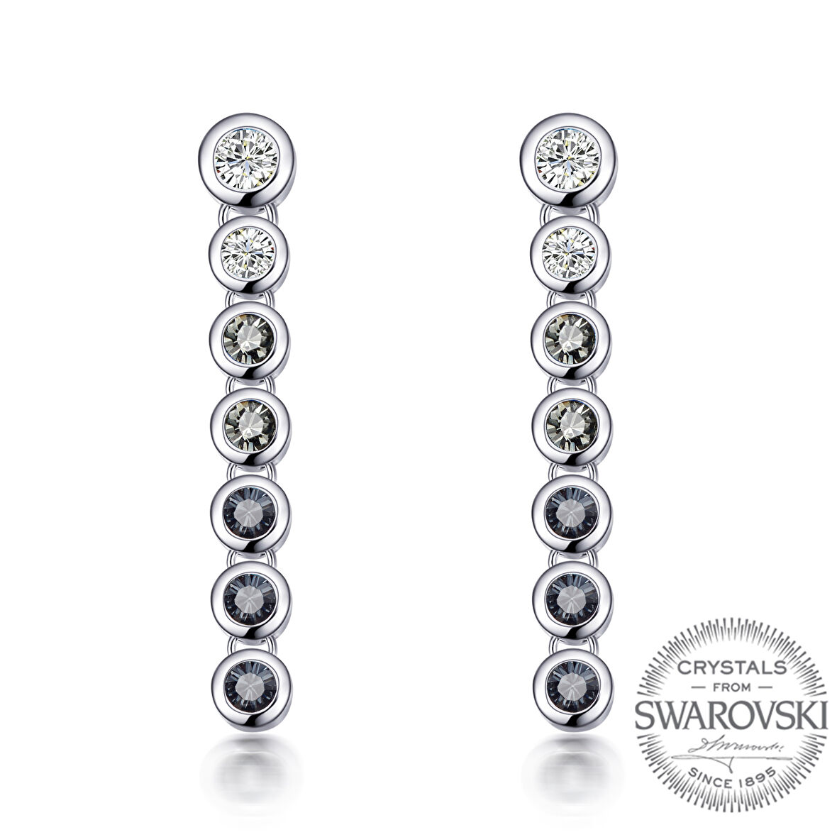 Şeffaf Swarovski Taşlı Su Yolu Küpe (Altın Kaplama)