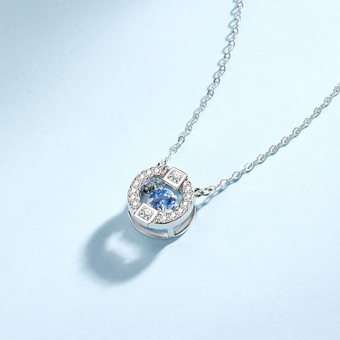Monemel Swarovski  Mavi Sparkling Dance Kolye (Altın Kaplama)