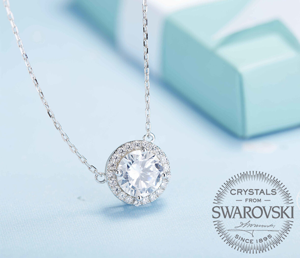 Monemel Swarovski Taşlı Gümüş Kolye (Altın Kaplama)