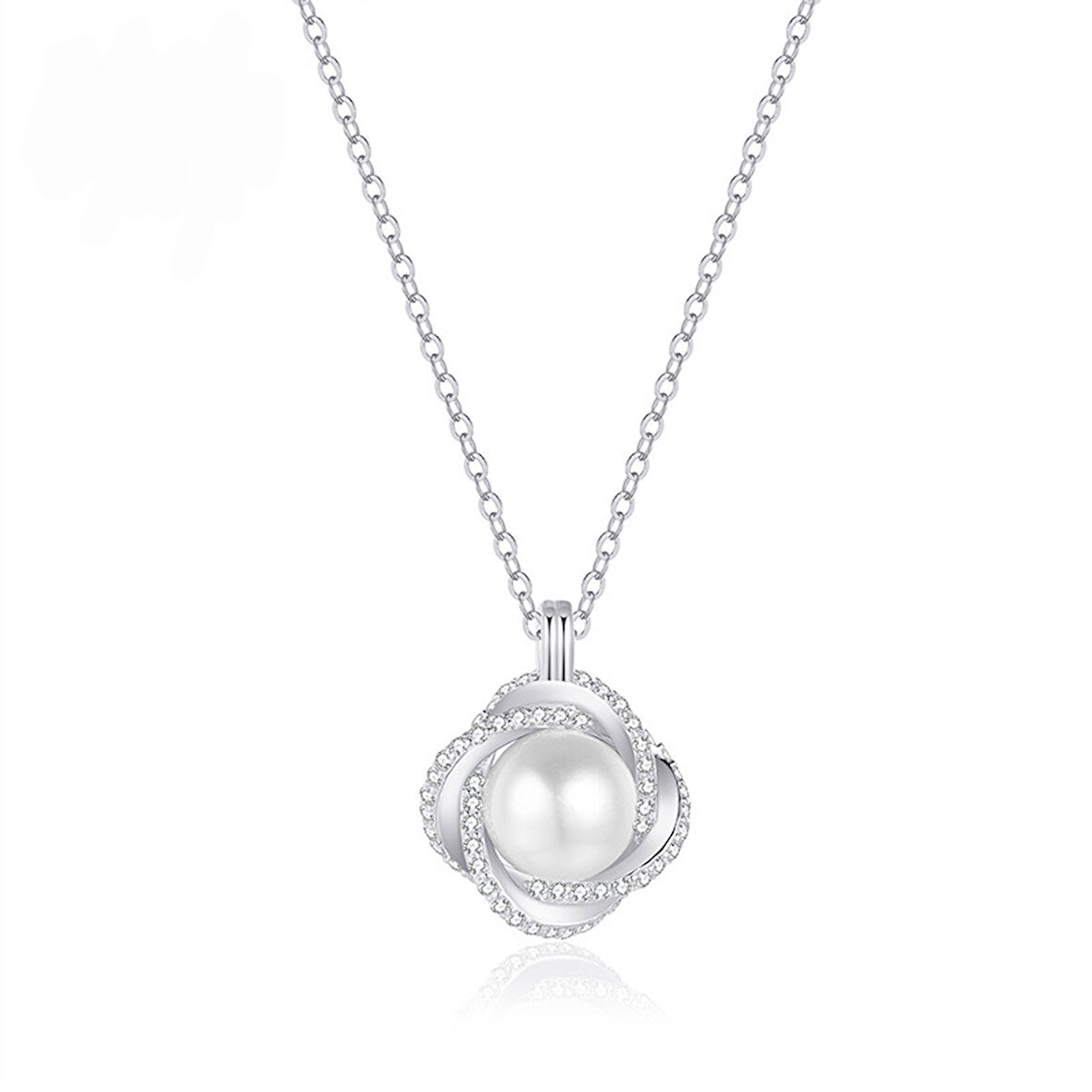 Monemel Kristal Taşlı  İnci Kolye (Altın kaplama)