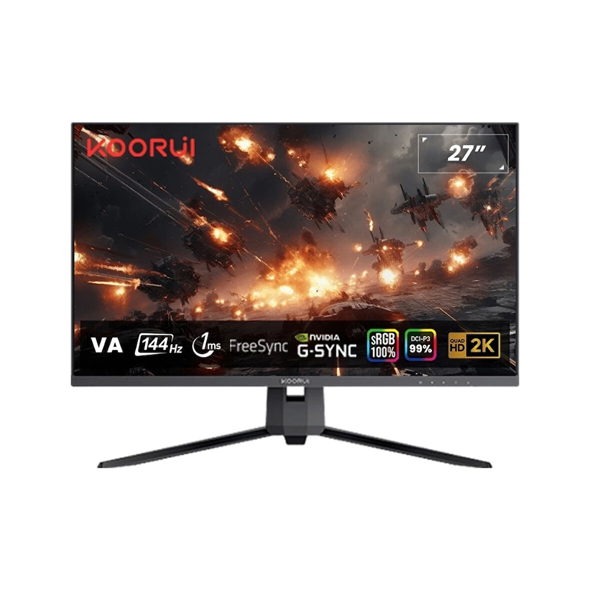 Koorui 27" 27E1QA 1ms 144Hz HDMI, DisplayPort G-Sync, FreeSync 2K Gaming Monitör