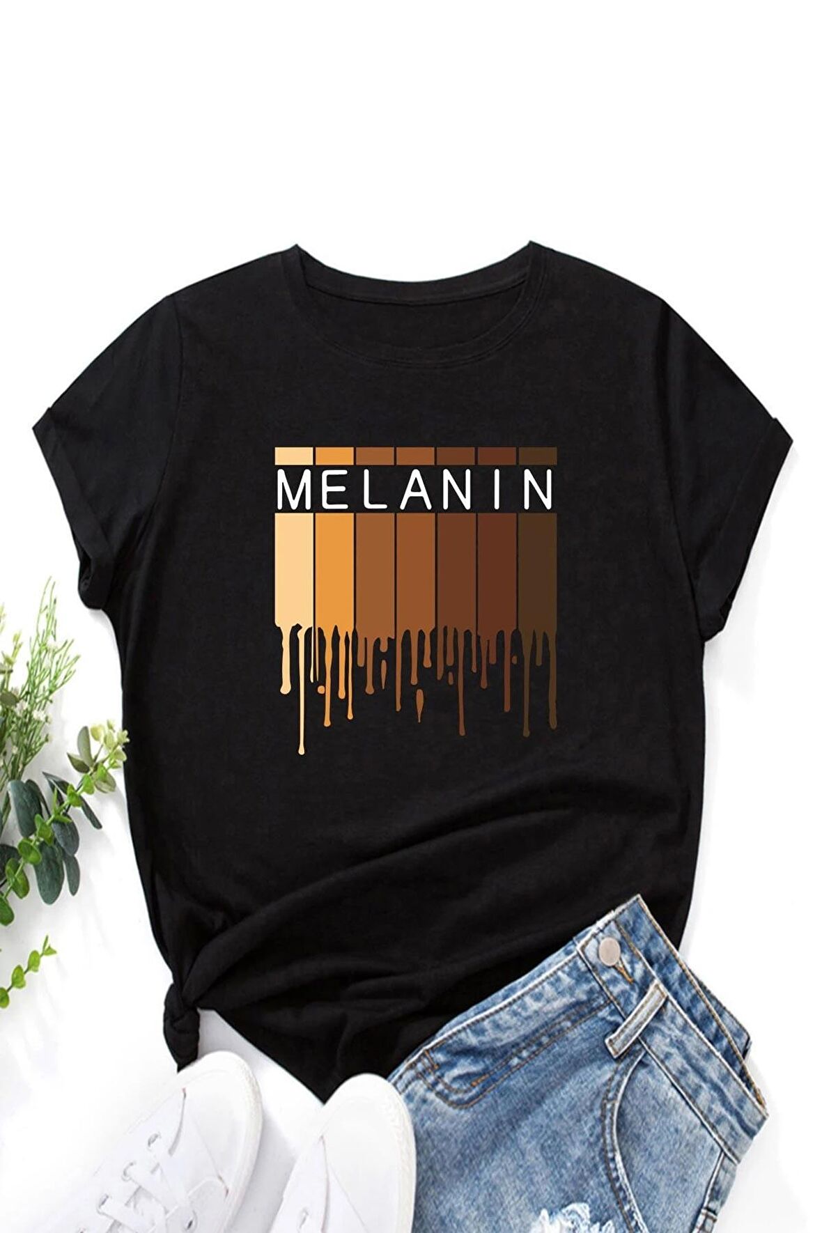 Melanin Siyah Oversize Baskılı T-Shirt - Unisex