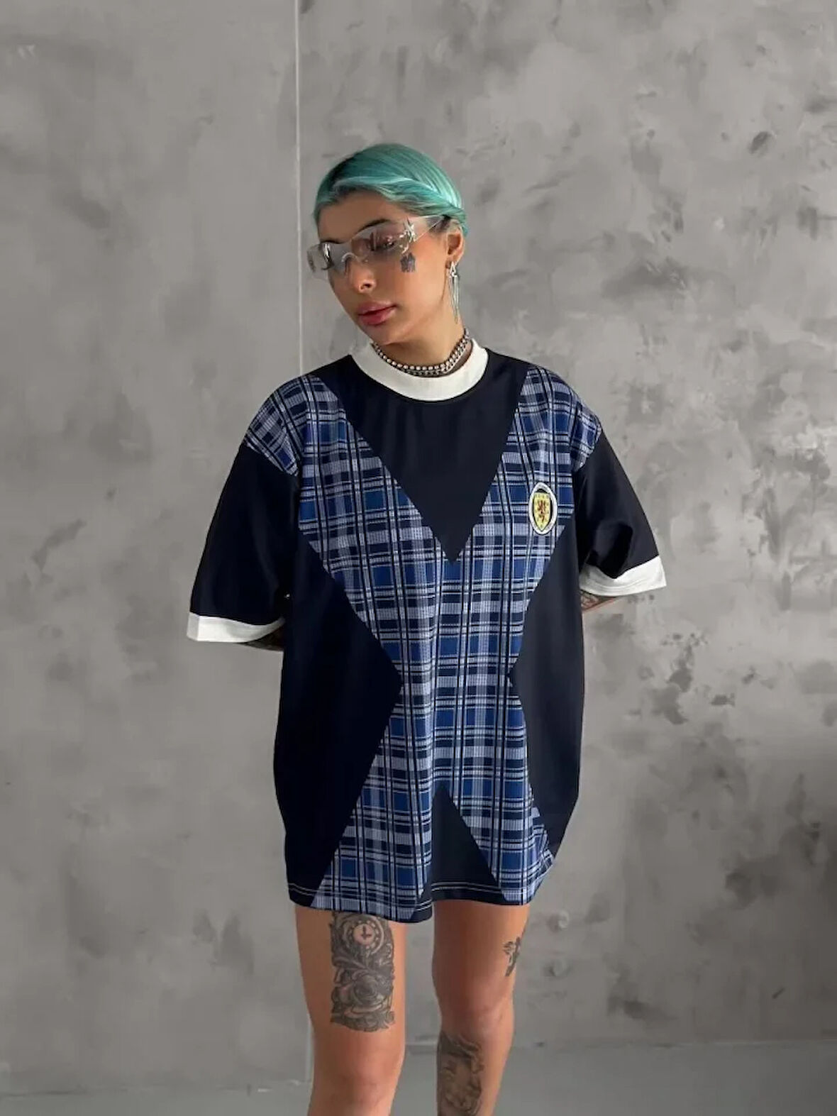 MOONFER Unisex Bisiklet Yaka Baskılı Oversize T-Shirt - Siyah