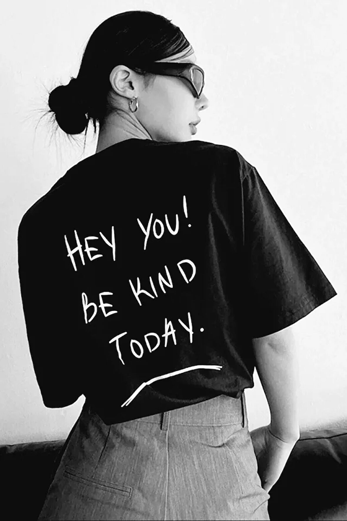 MOONFER Unisex Baskılı Oversize T-Shirt - Siyah