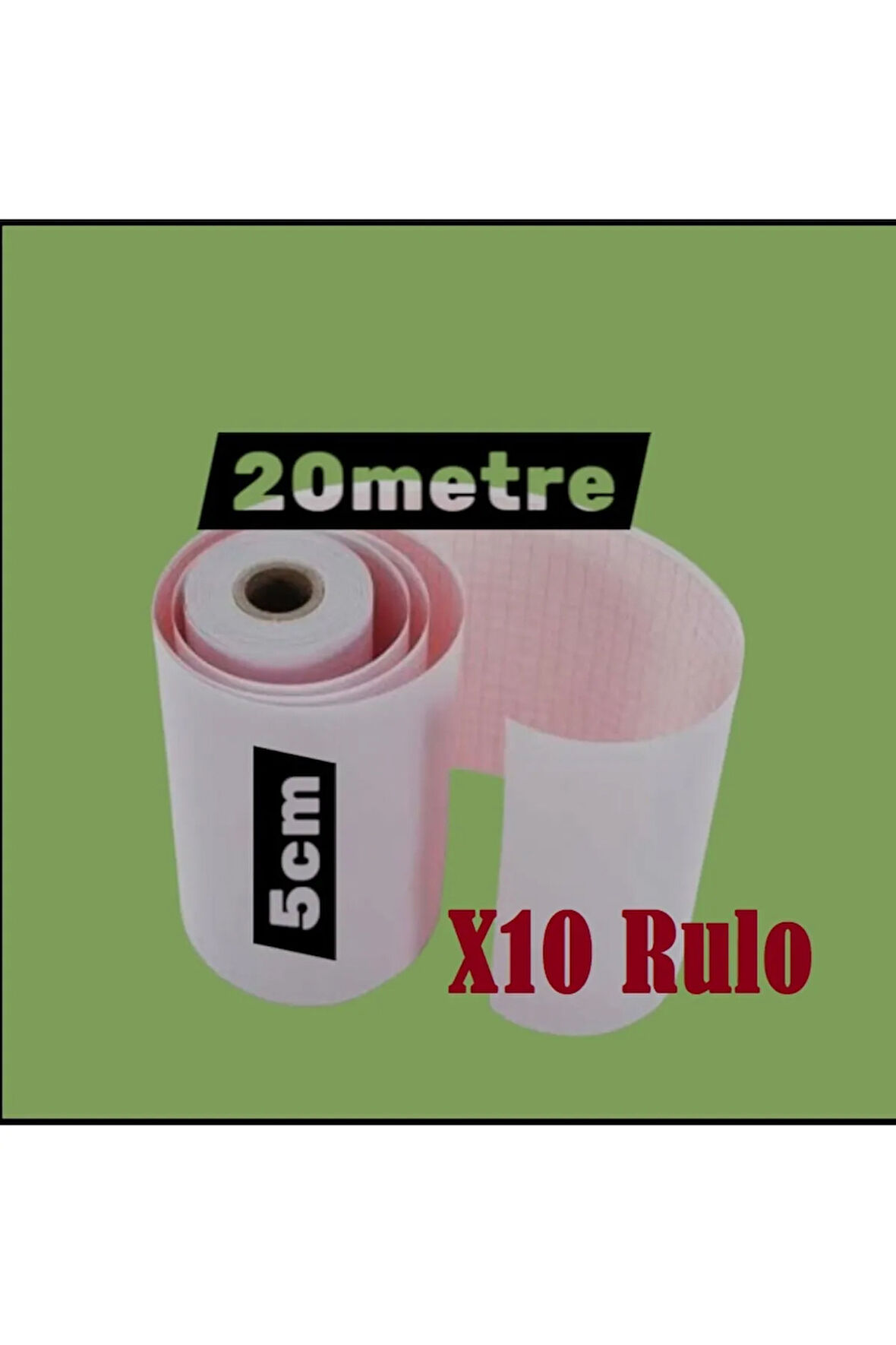 ECG EKG Termal Isıya Duyarlı Kalın Gramajlı ECG EKG Kağıdı 5cm - 20metre 10 Adet Rulo