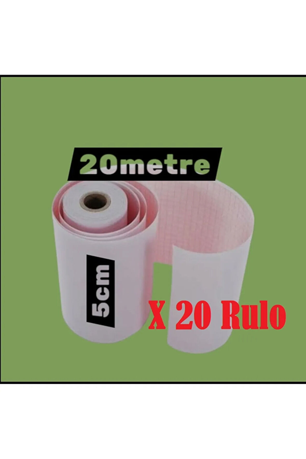 ECG EKG Termal Isıya Duyarlı Kalın Gramajlı ECG EKG Kağıdı 5cm - 20metre 20 Adet Rulo