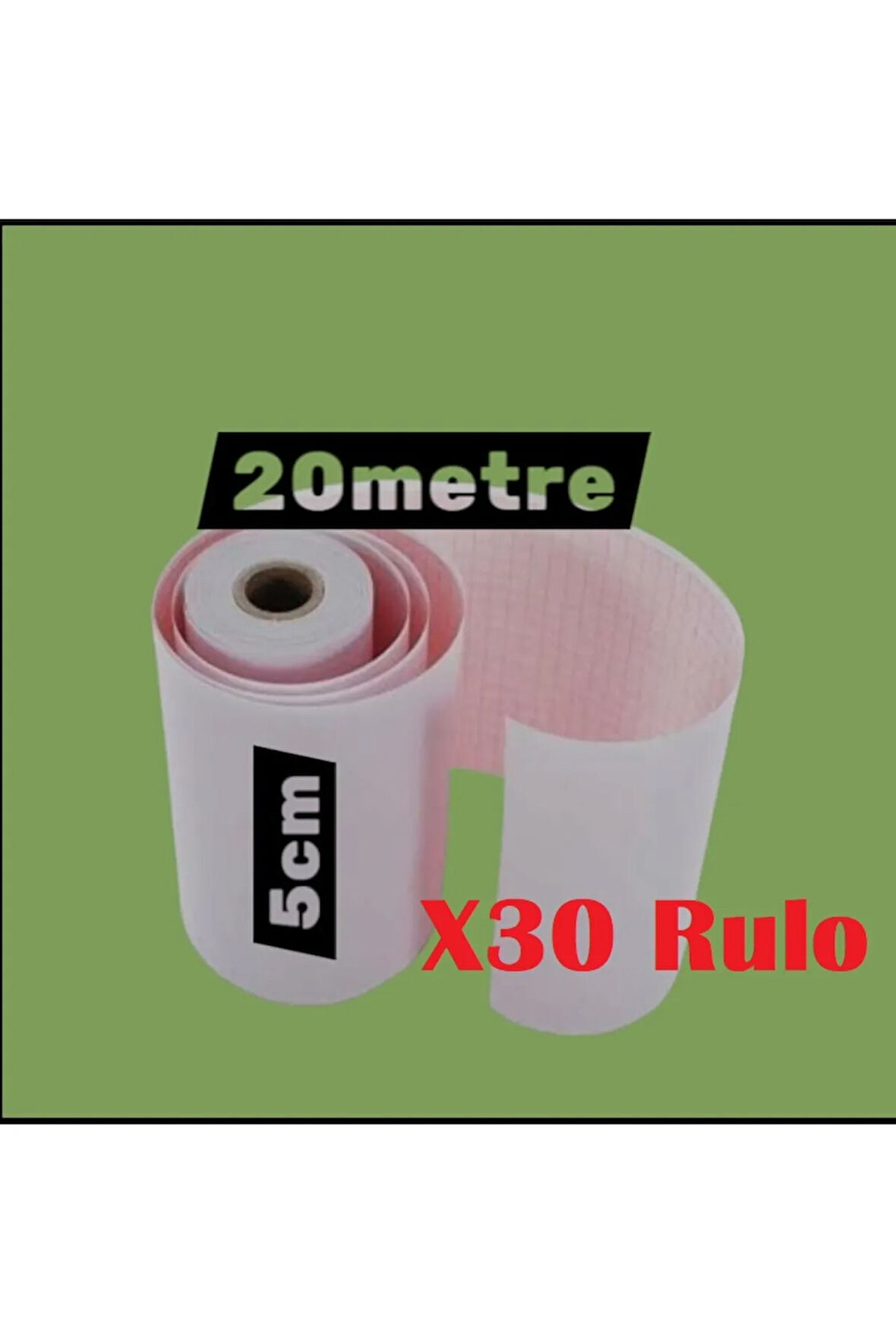 ECG EKG Termal Isıya Duyarlı Kalın Gramajlı ECG EKG Kağıdı 5cm - 20metre 30 Adet Rulo