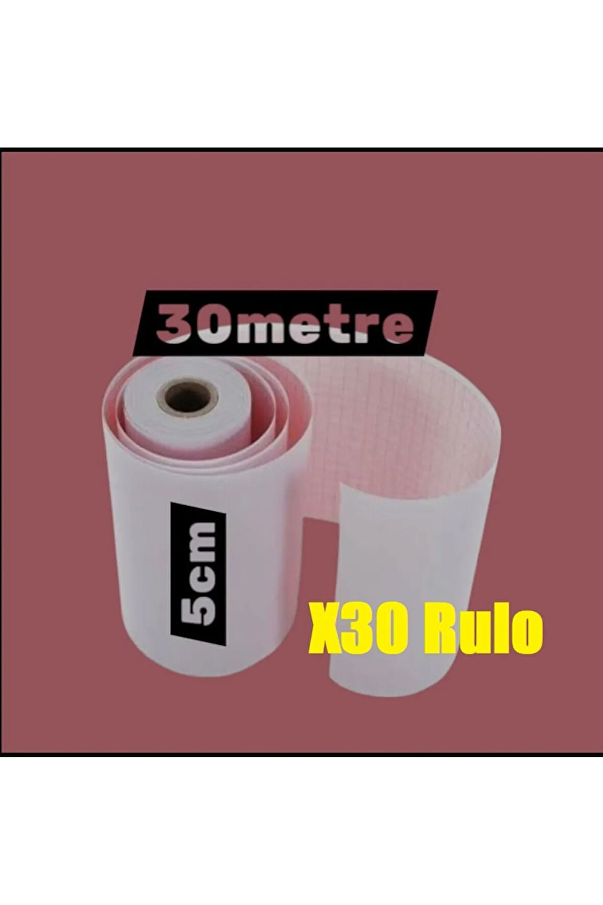 ECG EKG Termal Isıya Duyarlı Kalın Gramajlı ECG EKG Kağıdı 5cm - 30metre 30 Adet Rulo